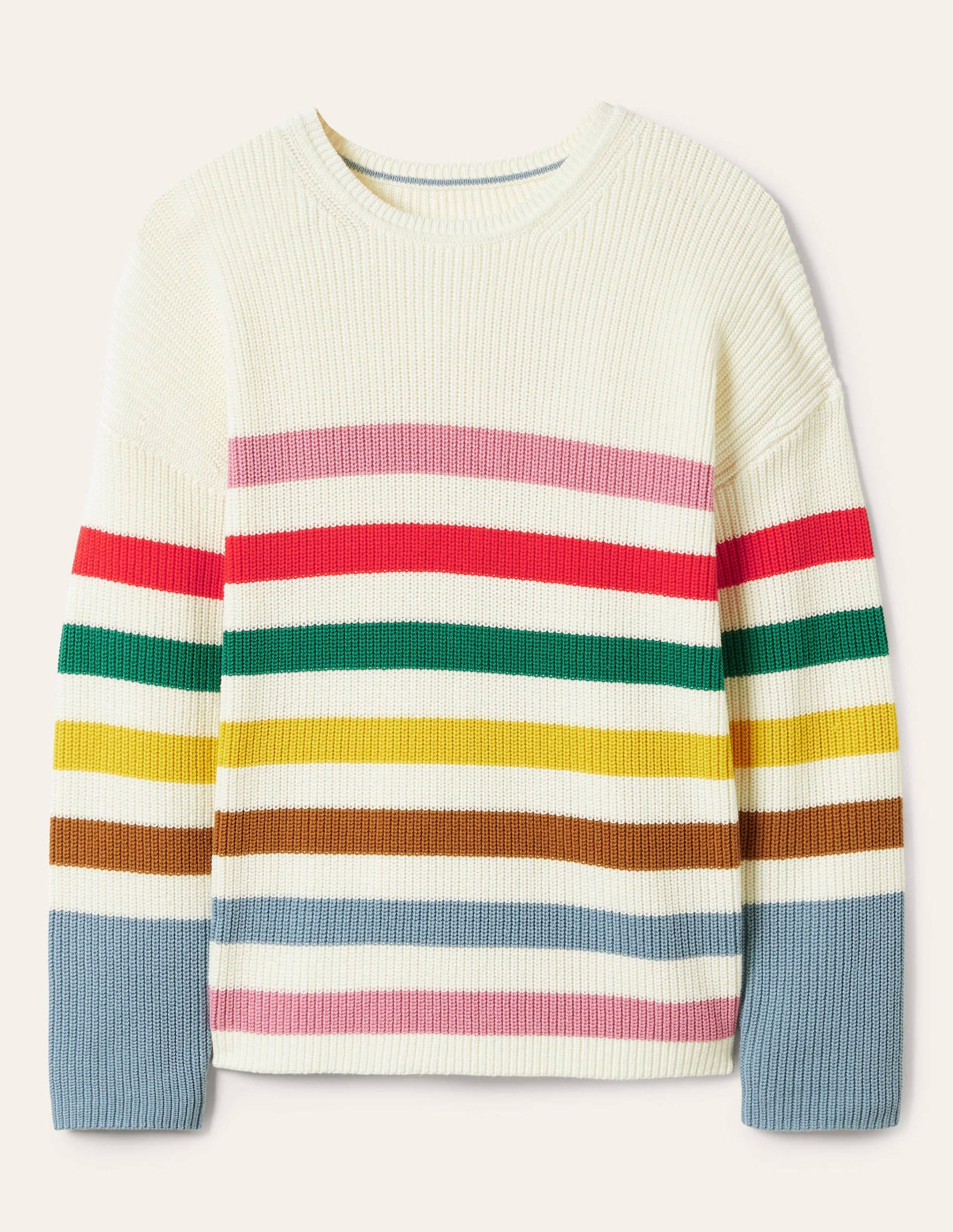 Striped Wide Sleeve Sweater-Ivory, Rainbow Stripe-5
