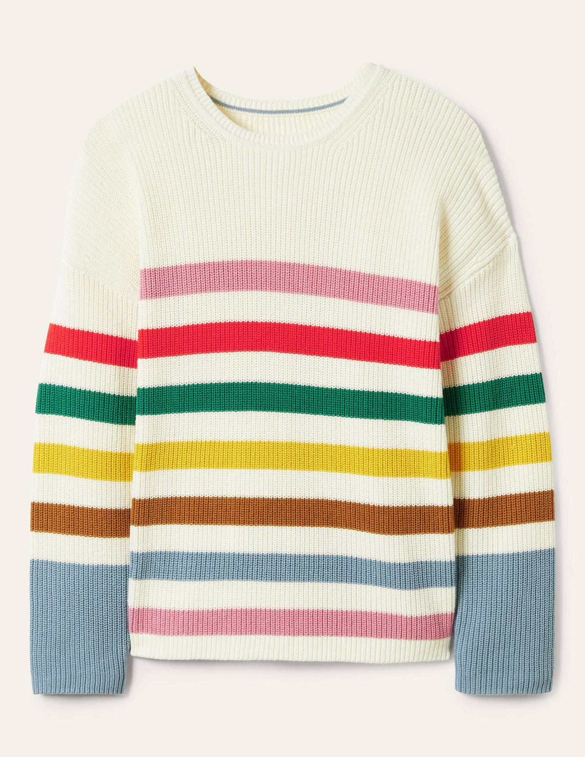Striped Wide Sleeve Sweater-Ivory, Rainbow Stripe - Image 5