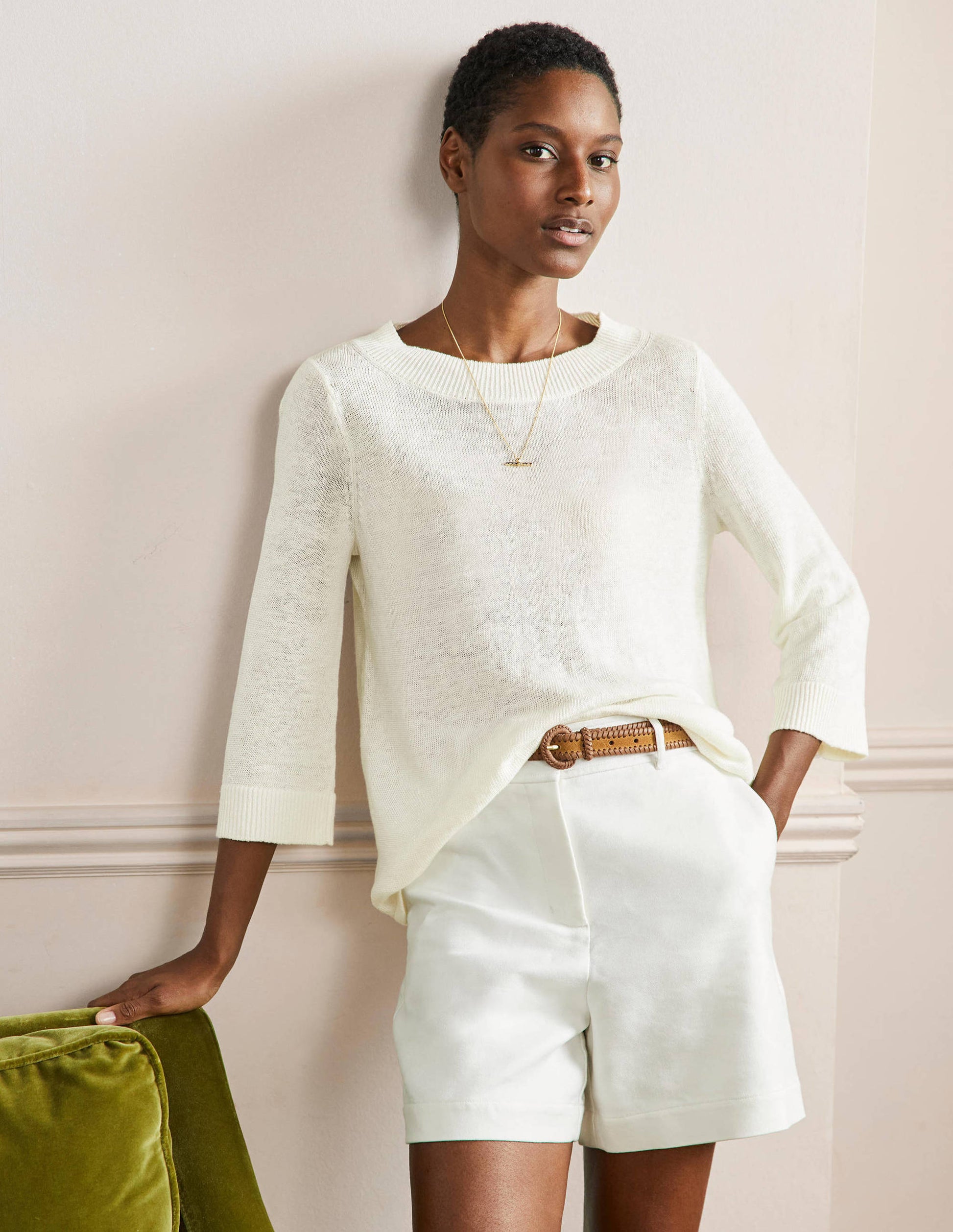 Relaxed Linen Sweater-Ivory-1