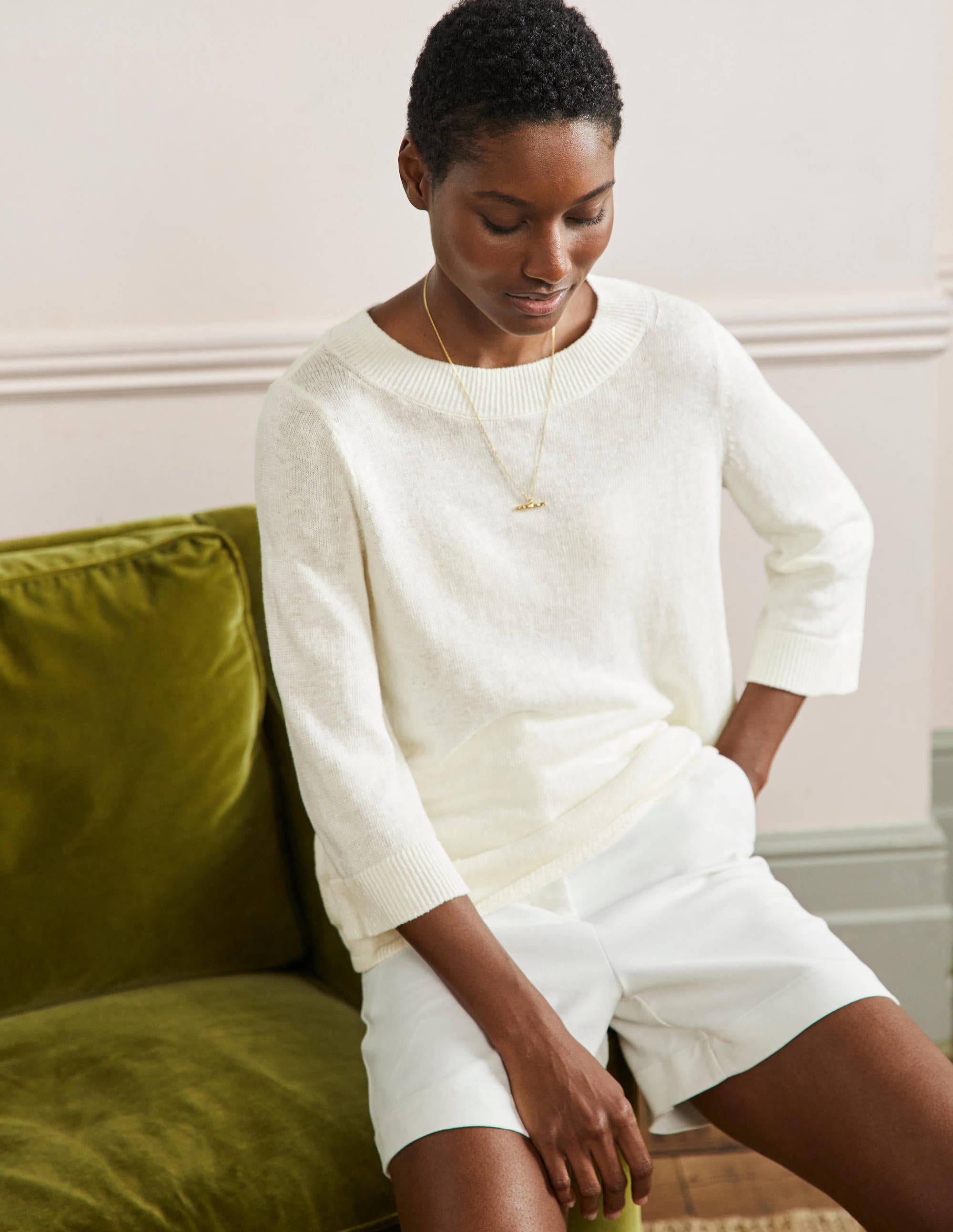 Relaxed Linen Sweater-Ivory - Image 4