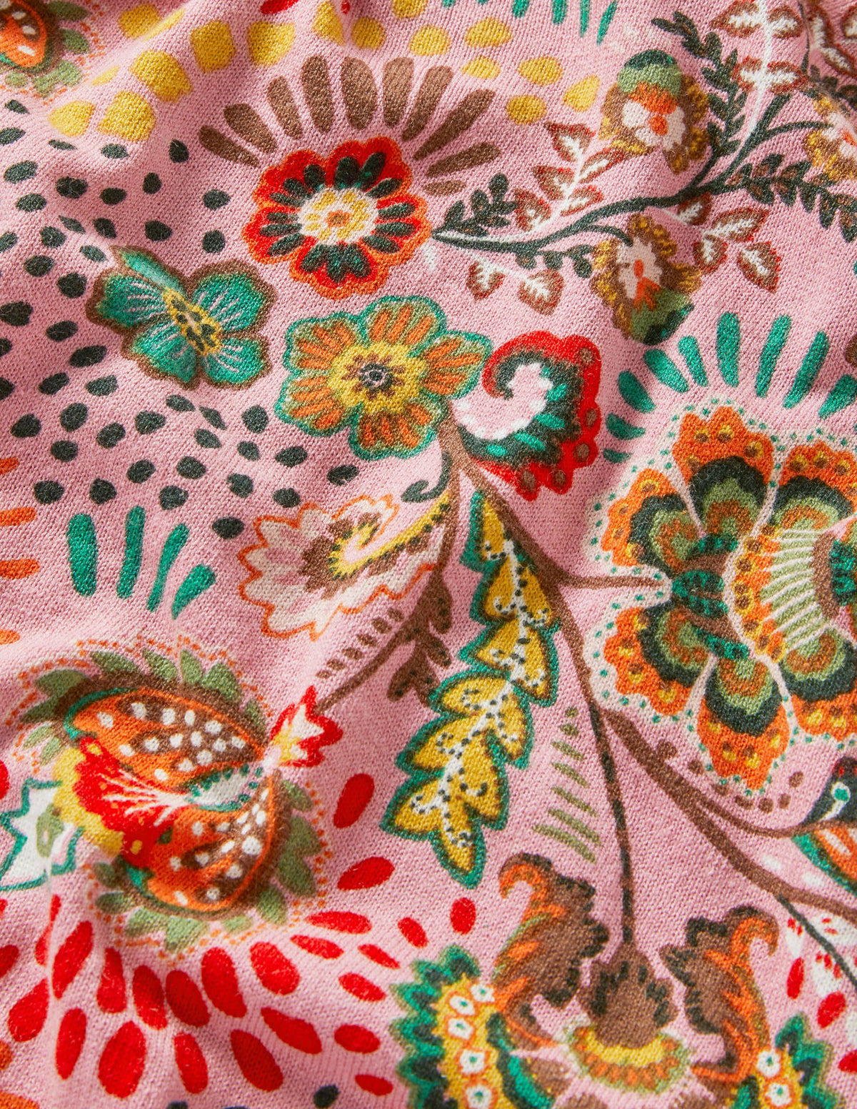 Relaxed Printed V-neck Sweater-Formica Pink, Meadow - Image 6