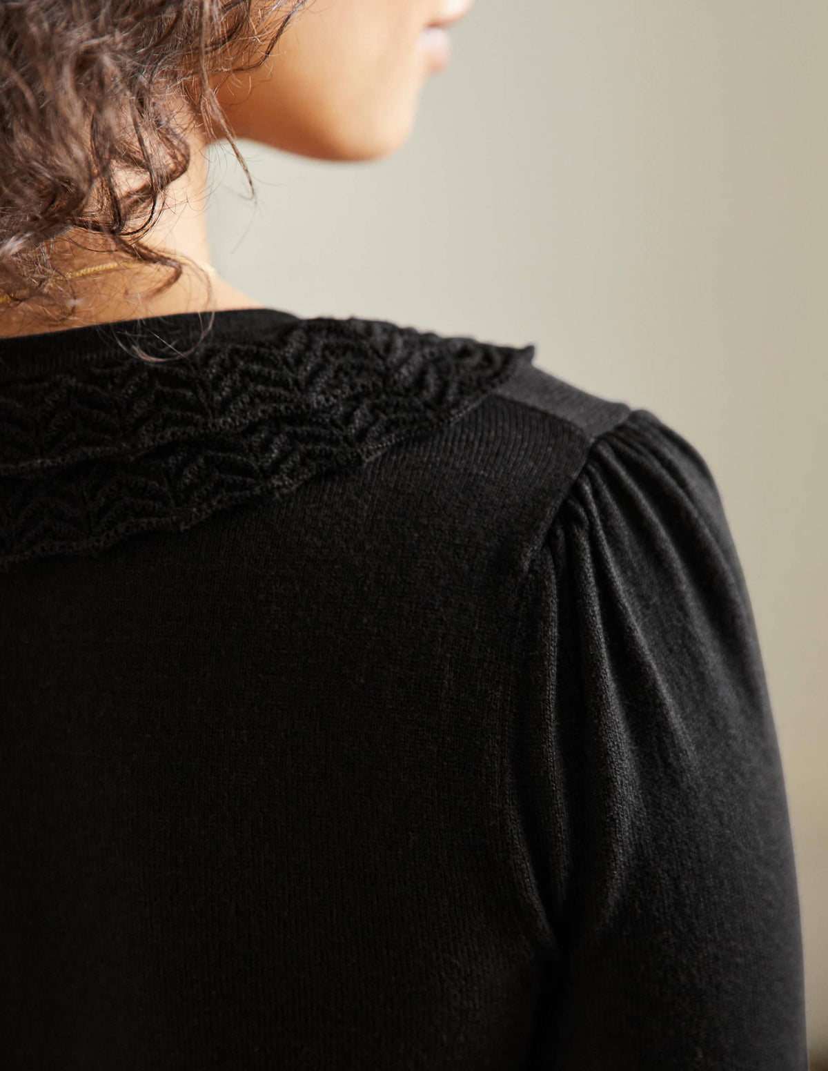 Collar Detail Cardigan-Black - Image 2