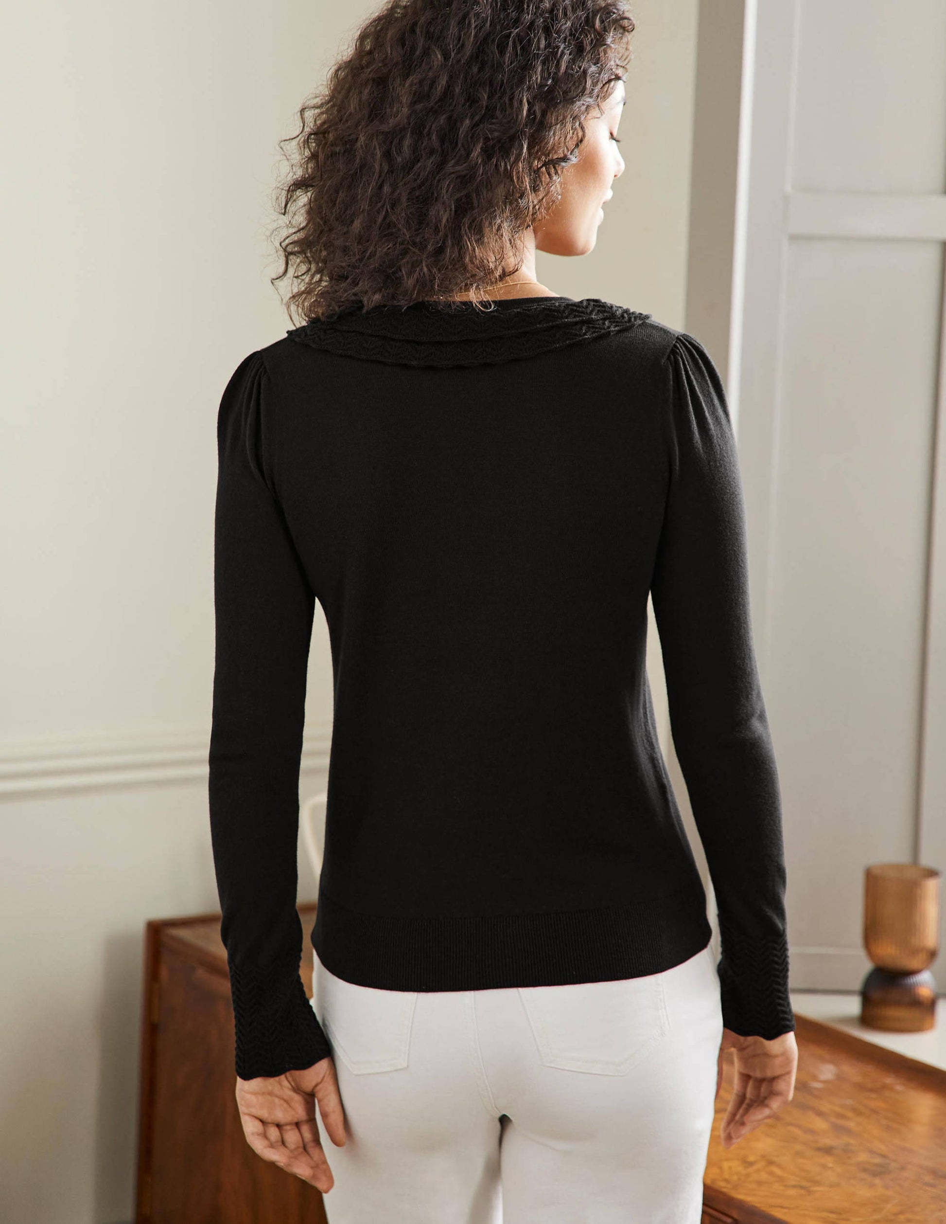 Collar Detail Cardigan-Black-3