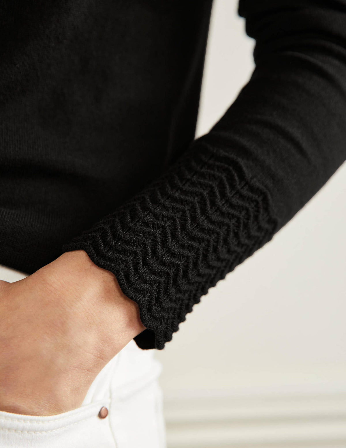 Collar Detail Cardigan-Black - Image 5