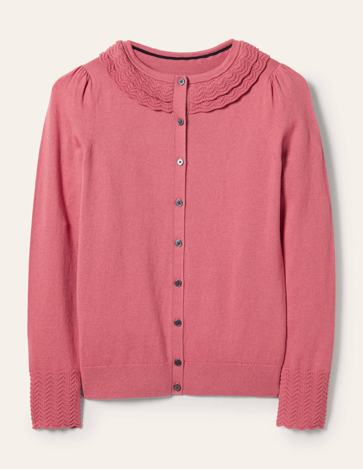 Collar Detail Cardigan-Dusty Red - Image 6
