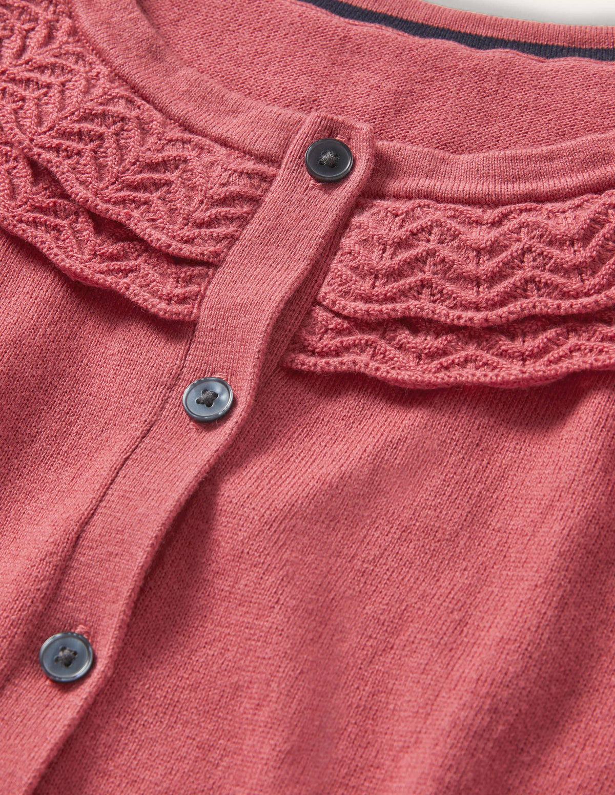 Collar Detail Cardigan-Dusty Red - Image 7