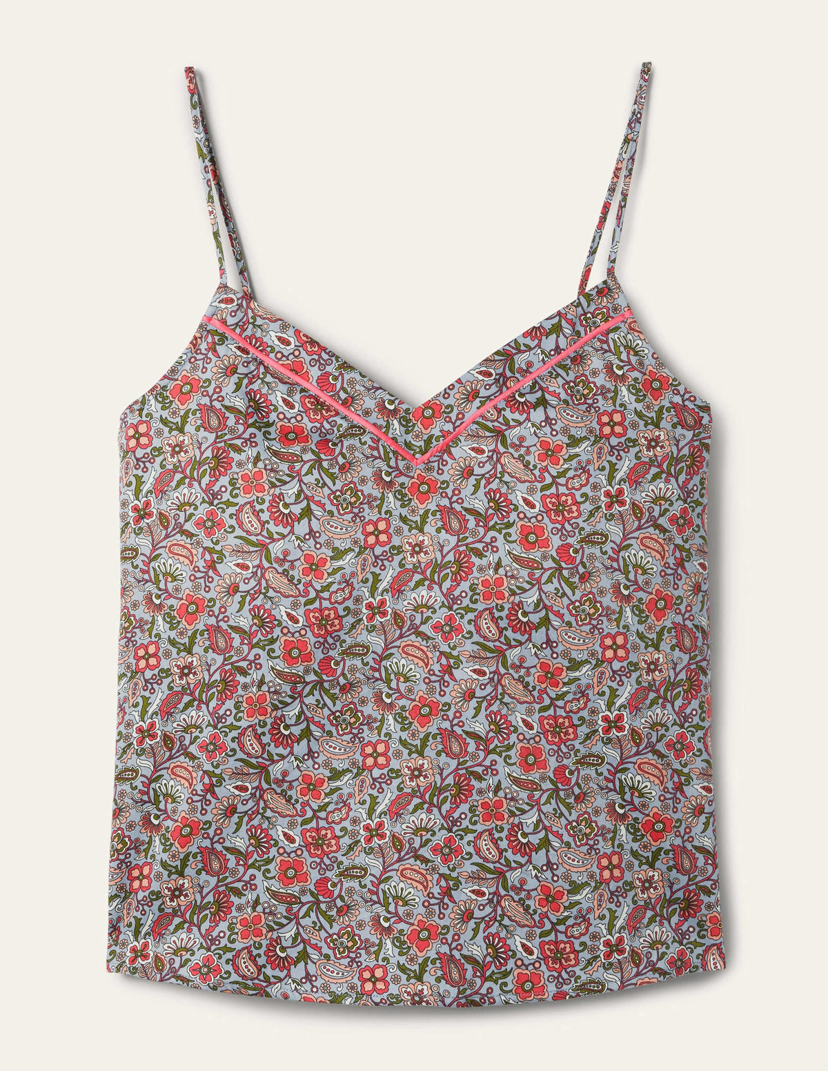 V-neck Cami Pyjama Top-Blue/Ivory Oriental Paradise-5