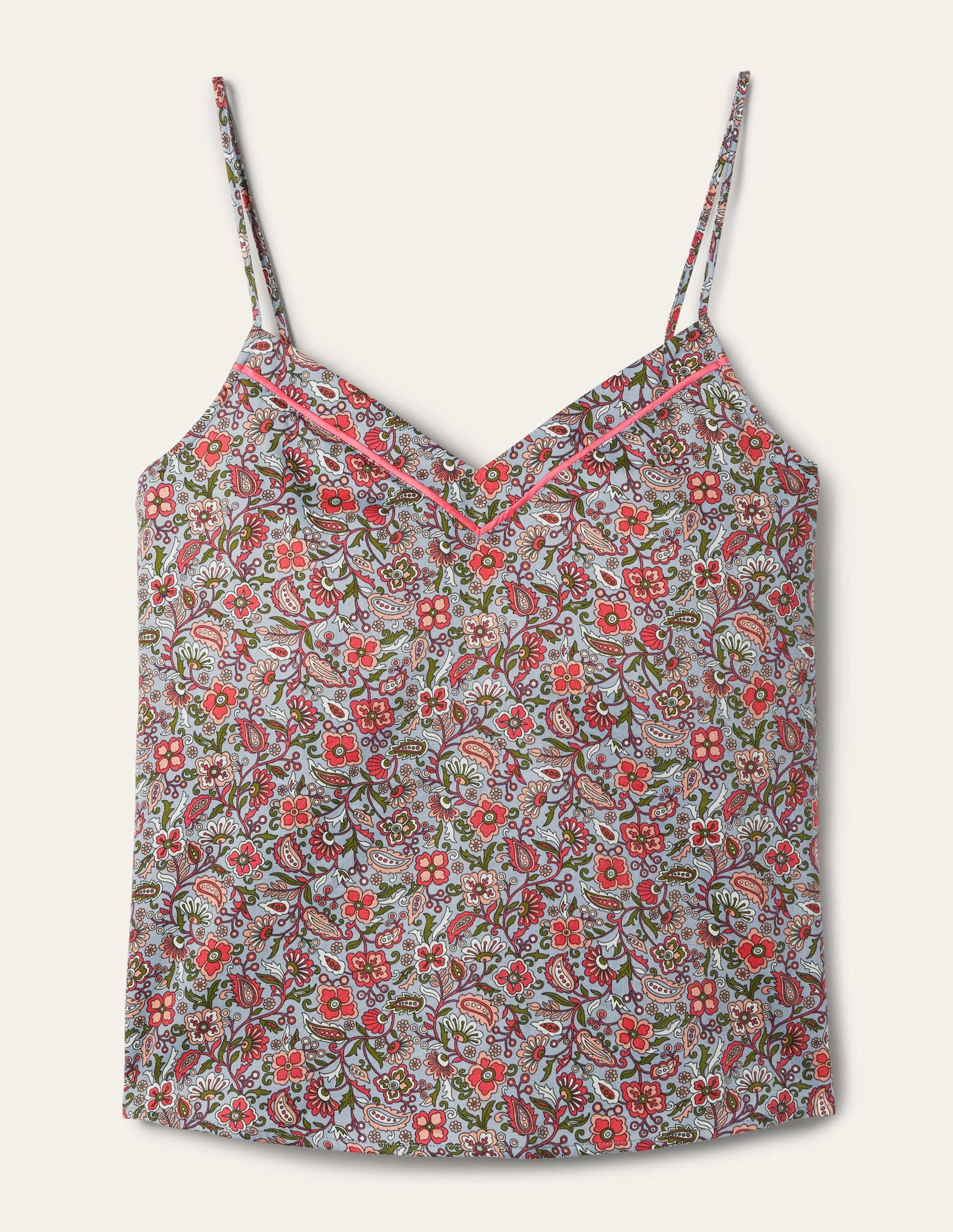 V-neck Cami Pyjama Top-Blue/Ivory Oriental Paradise - Image 5