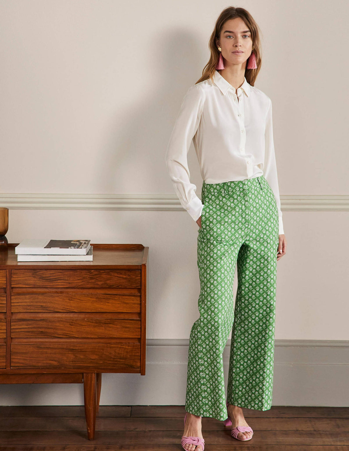 High Waisted Richmond Pants-English Ivy, Loose Sprig-1