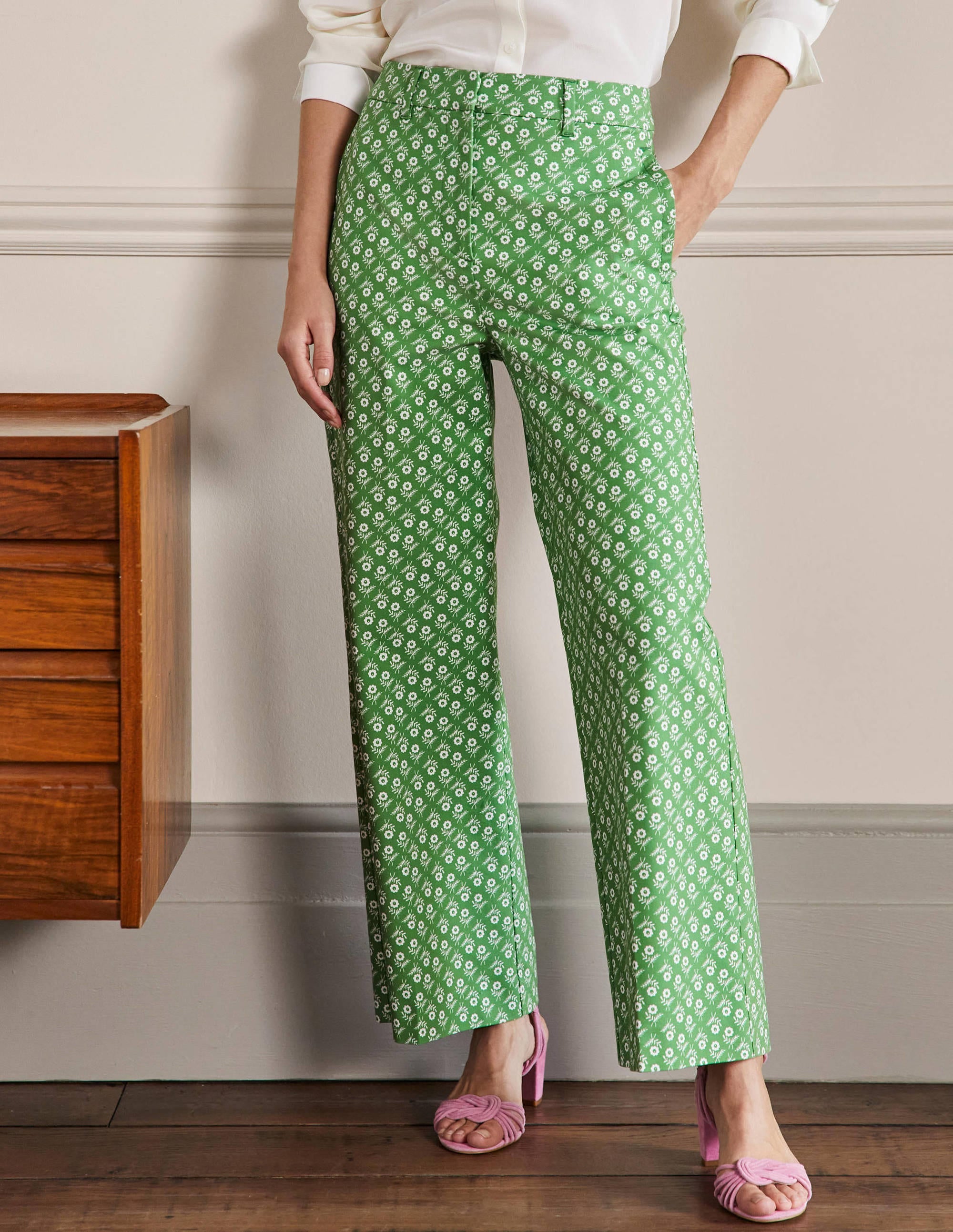 High Waisted Richmond Pants-English Ivy, Loose Sprig - Image 2