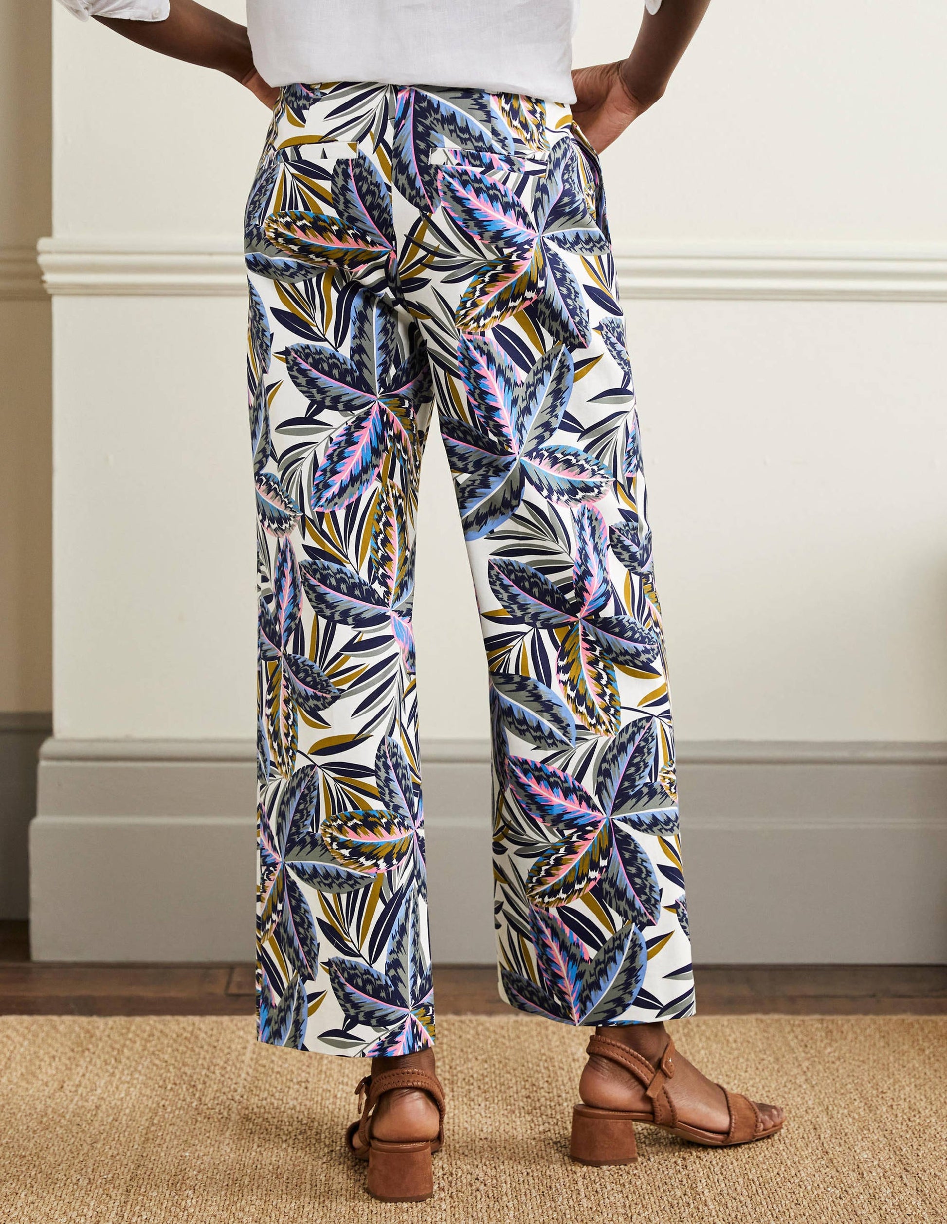 High Waisted Richmond Pants-Multi, Exotic Leaves-3