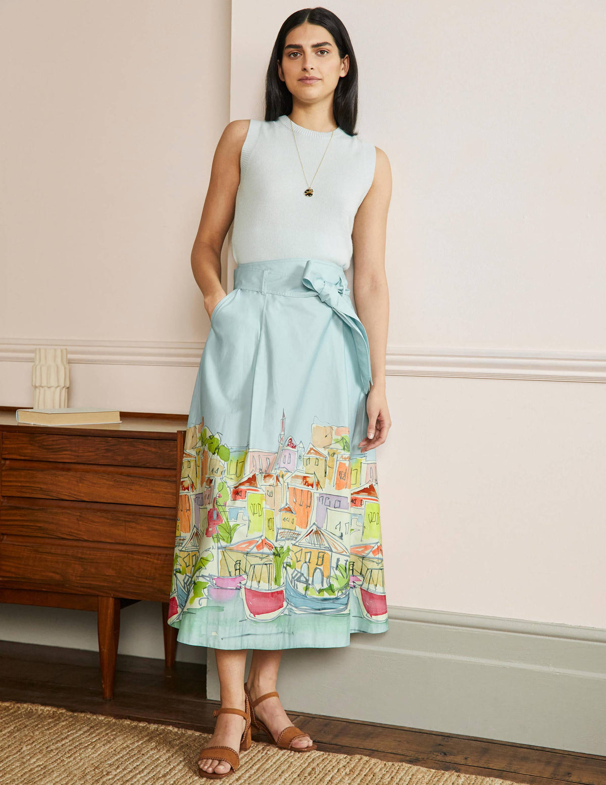 Round Waistband Full Skirt-Rainbow Village-1