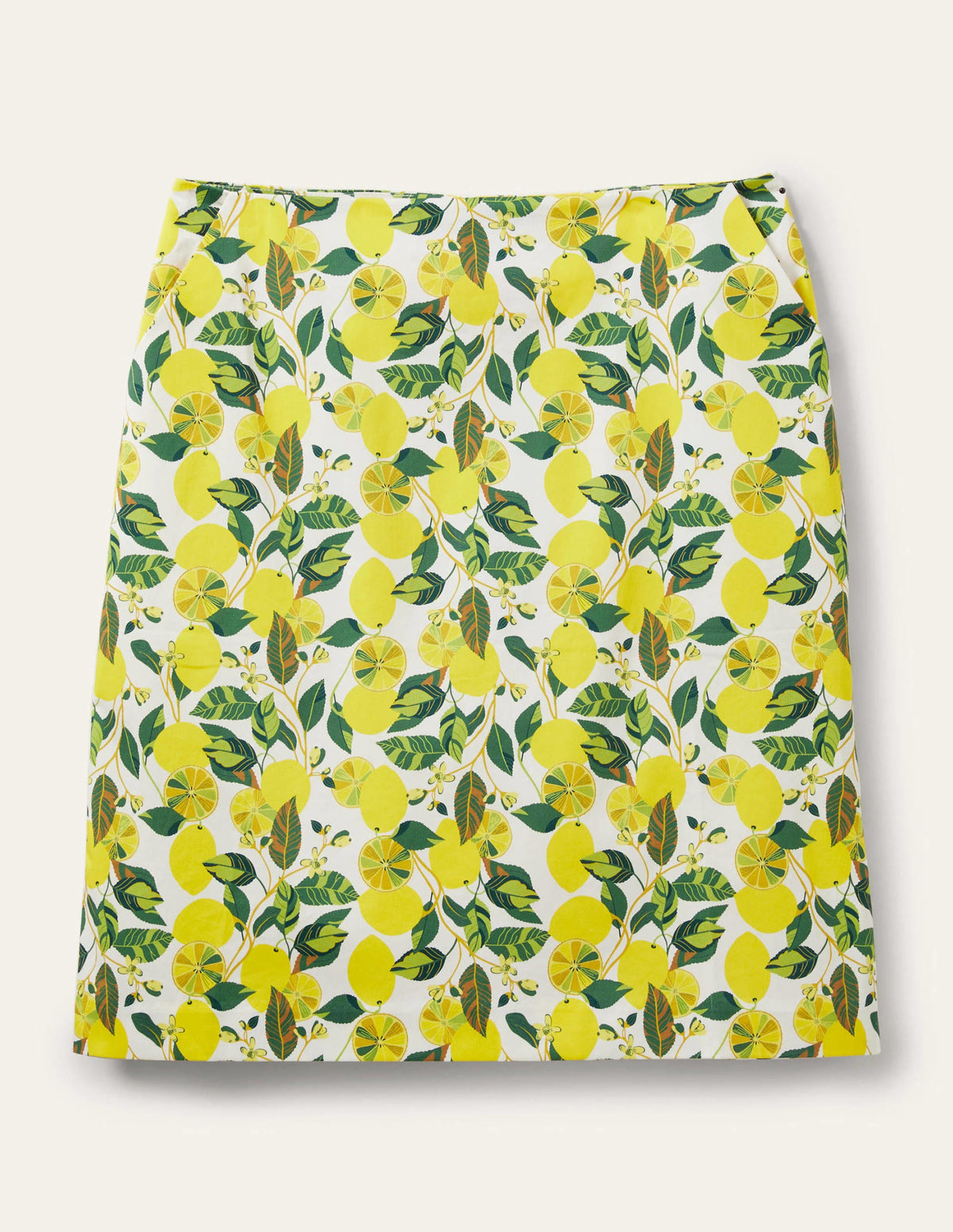 Printed A-line Mini Skirt-Ivory, Lemon Vine-5