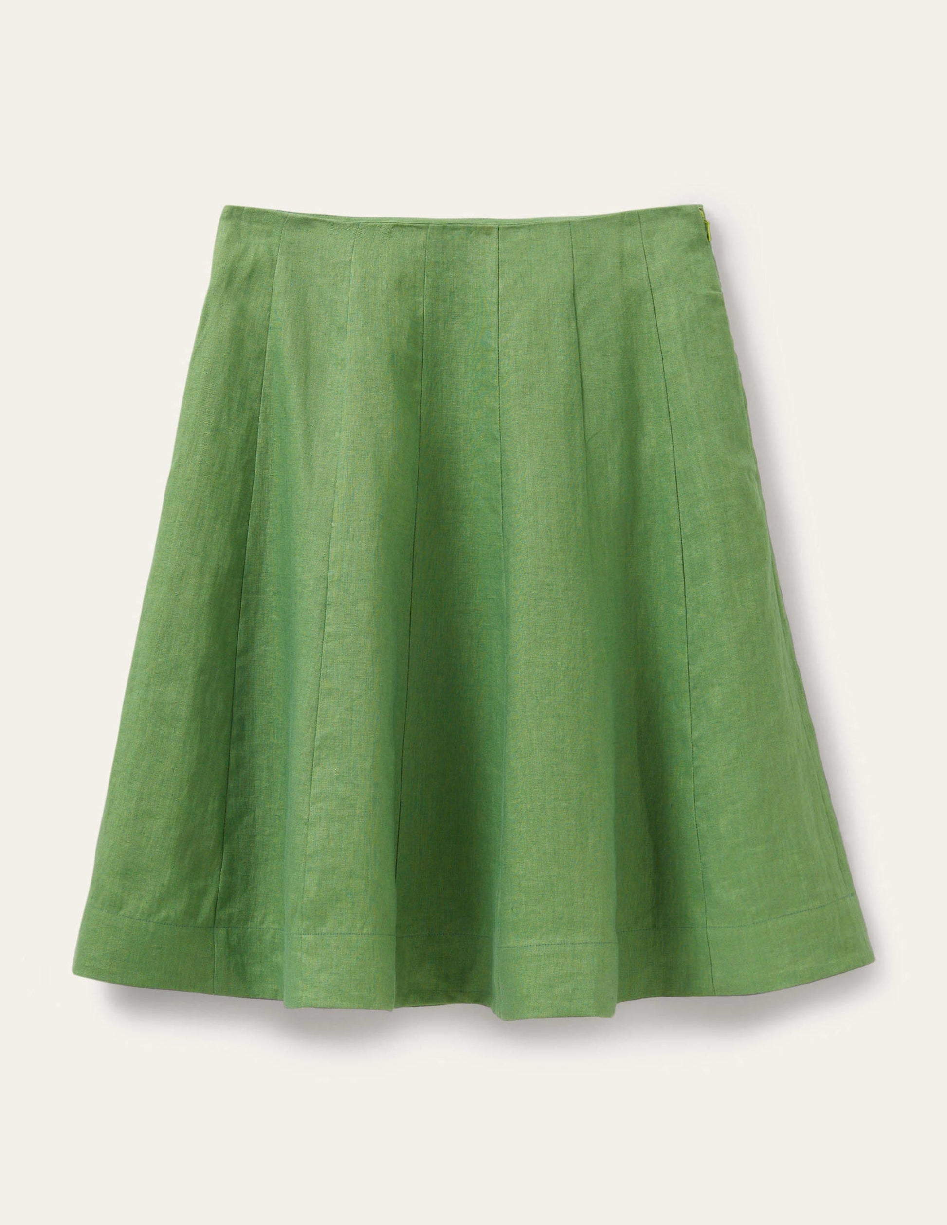 Panelled Linen Mini Skirt-English Ivy Green-6