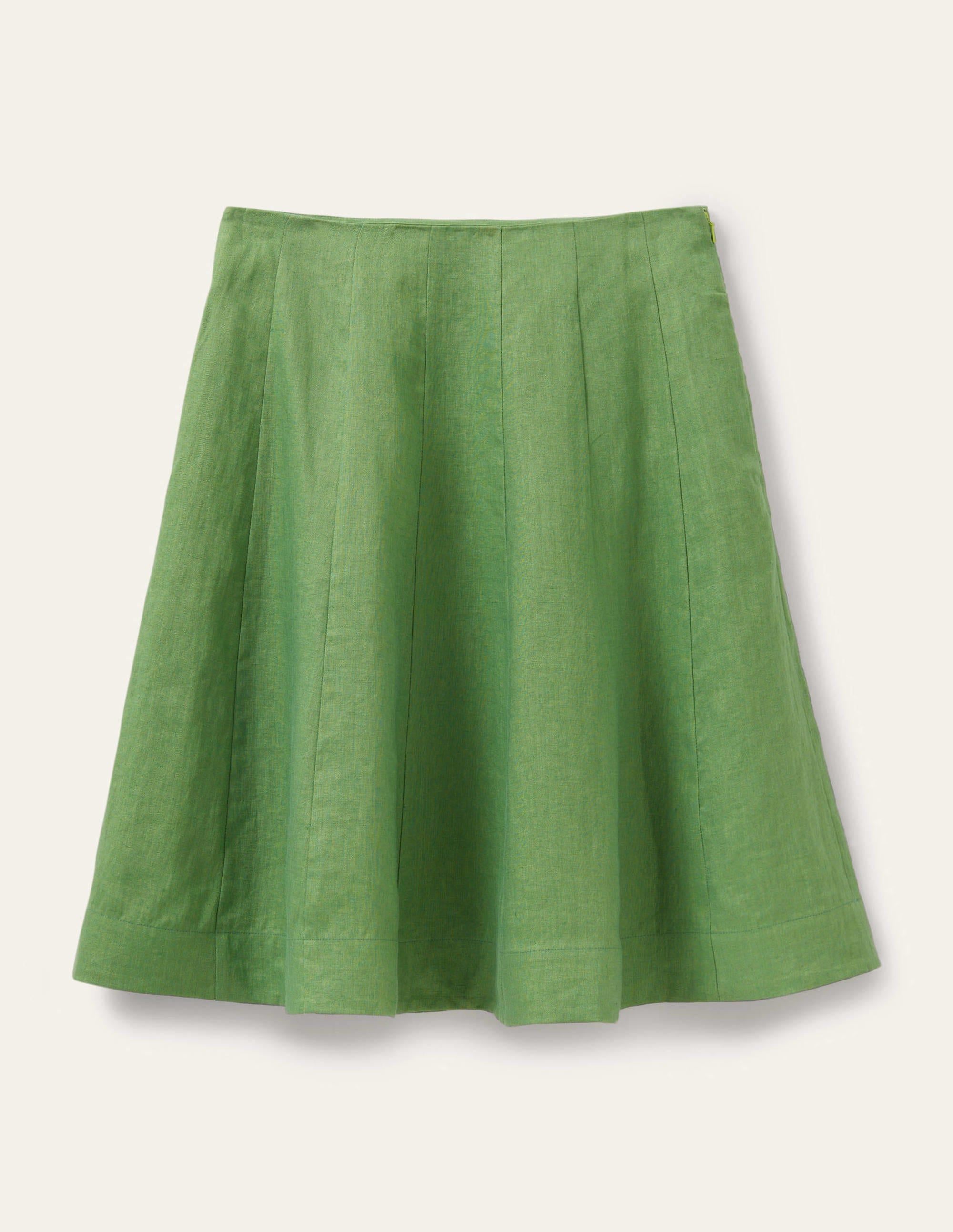 Panelled Linen Mini Skirt-English Ivy Green - Image 6