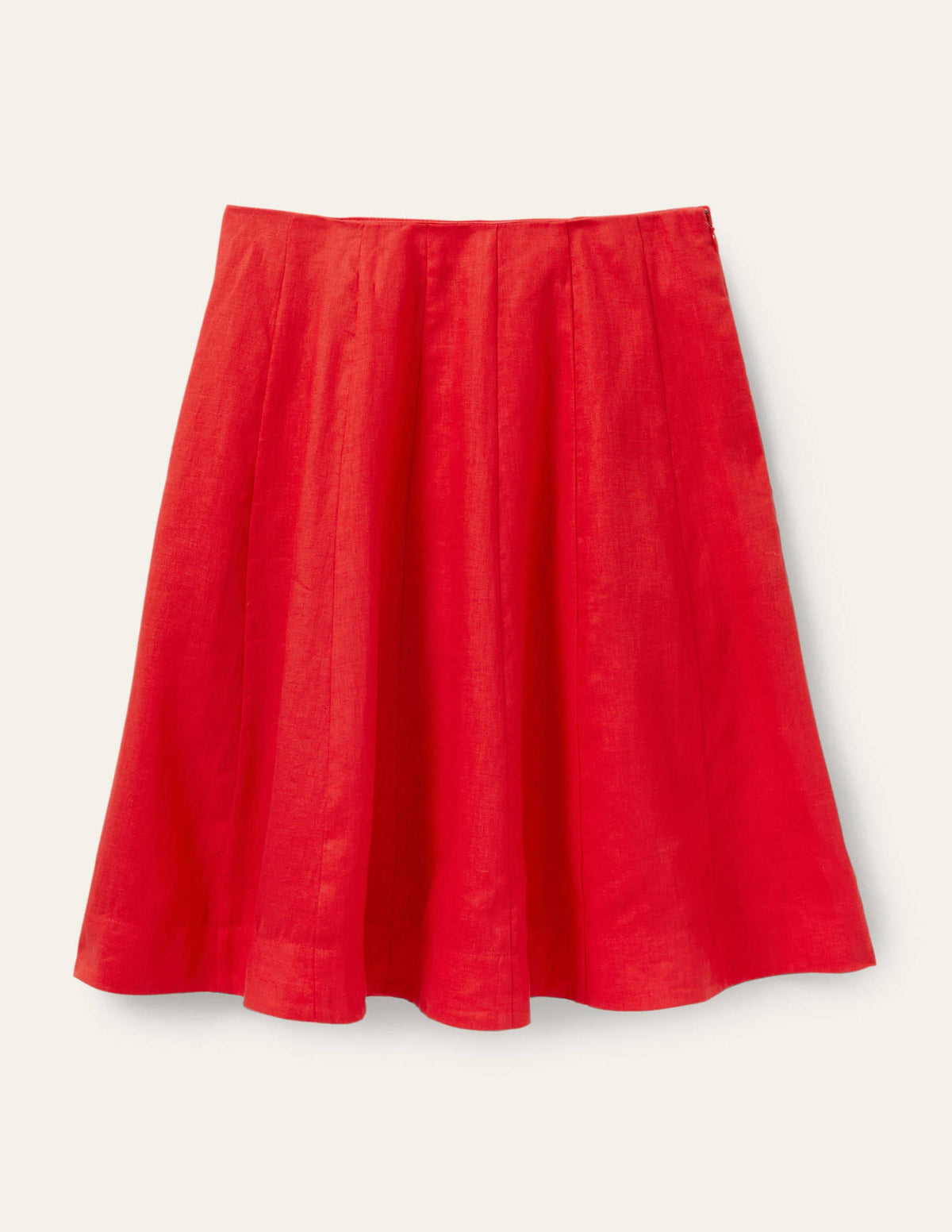 Panelled Linen Mini Skirt-Cherry Red - Image 5