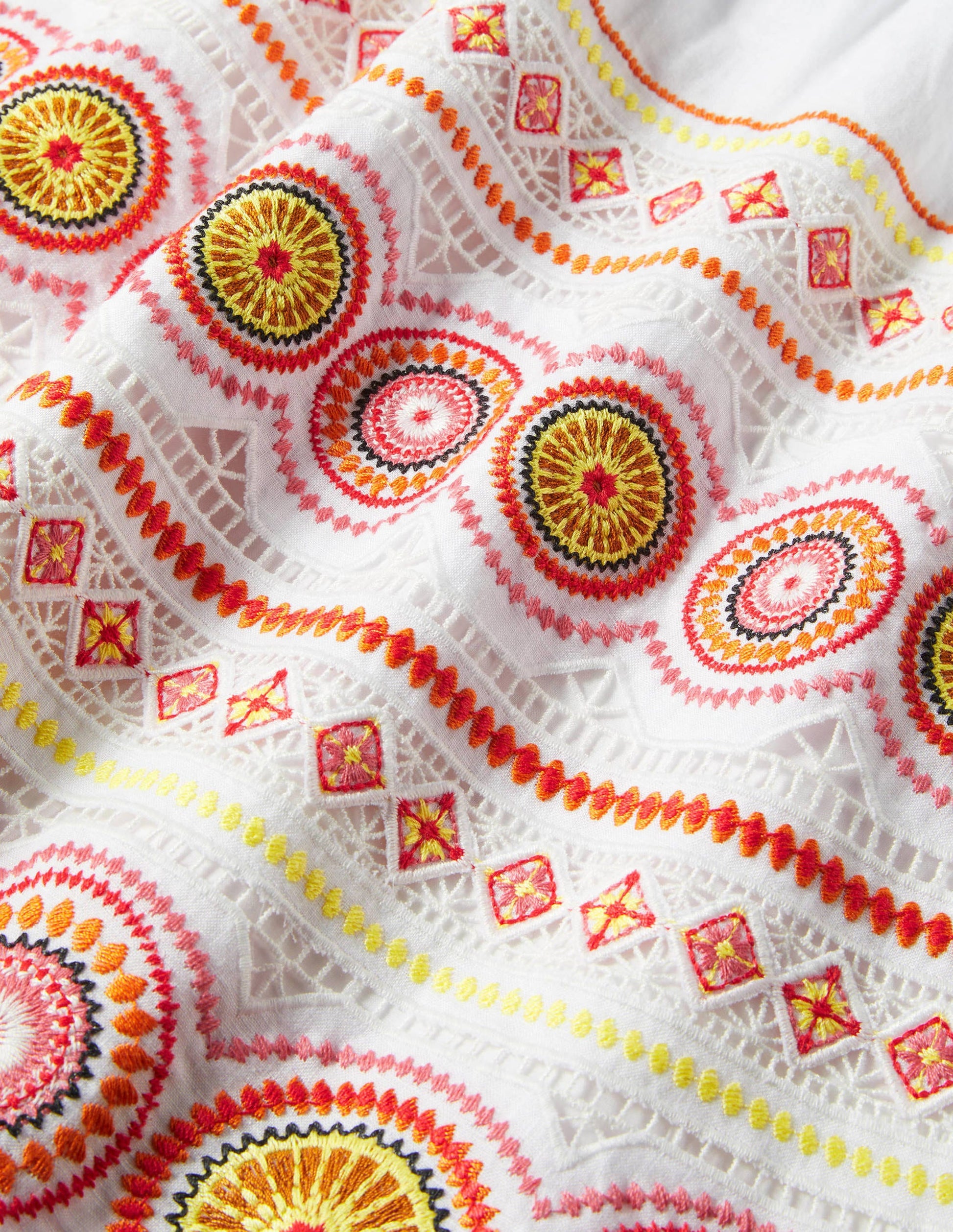 Tamsin Embroidered Linen Skirt-White, Embroidery-5