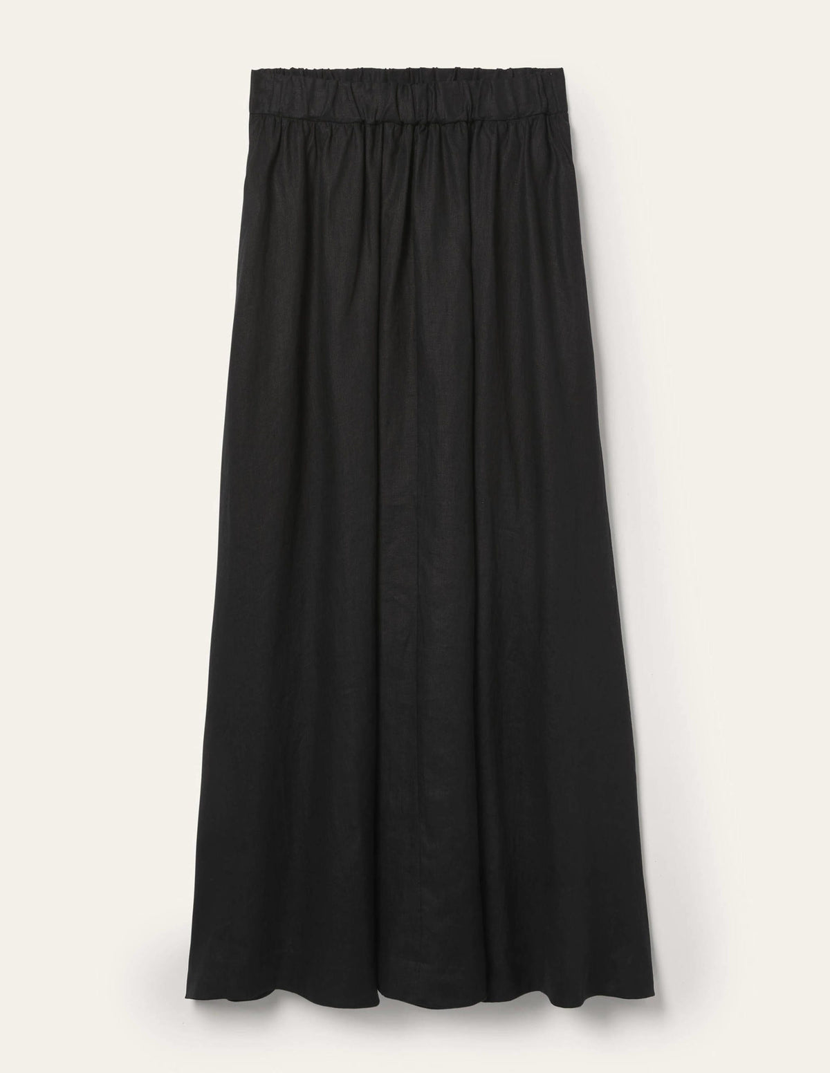 Pull-on Linen Maxi Skirt-Black - Image 5