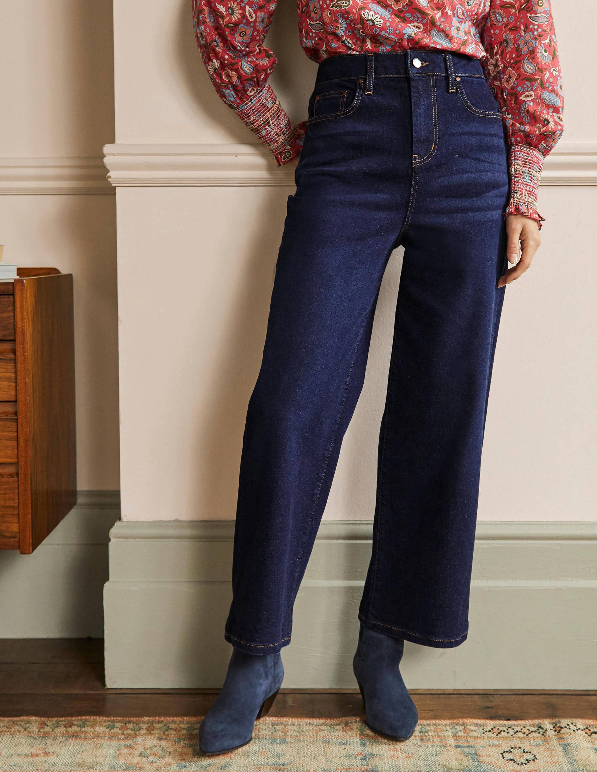 Cropped Wide Leg Jeans-Indigo-8