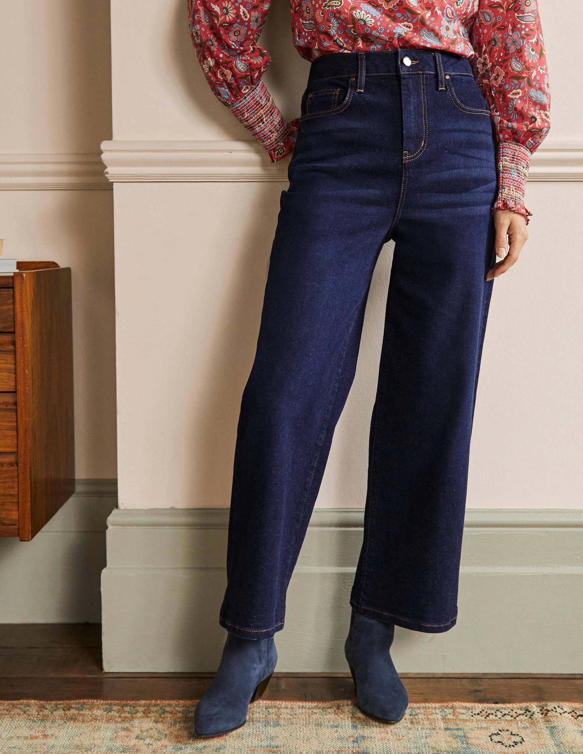 Cropped Wide Leg Jeans-Indigo - Image 8