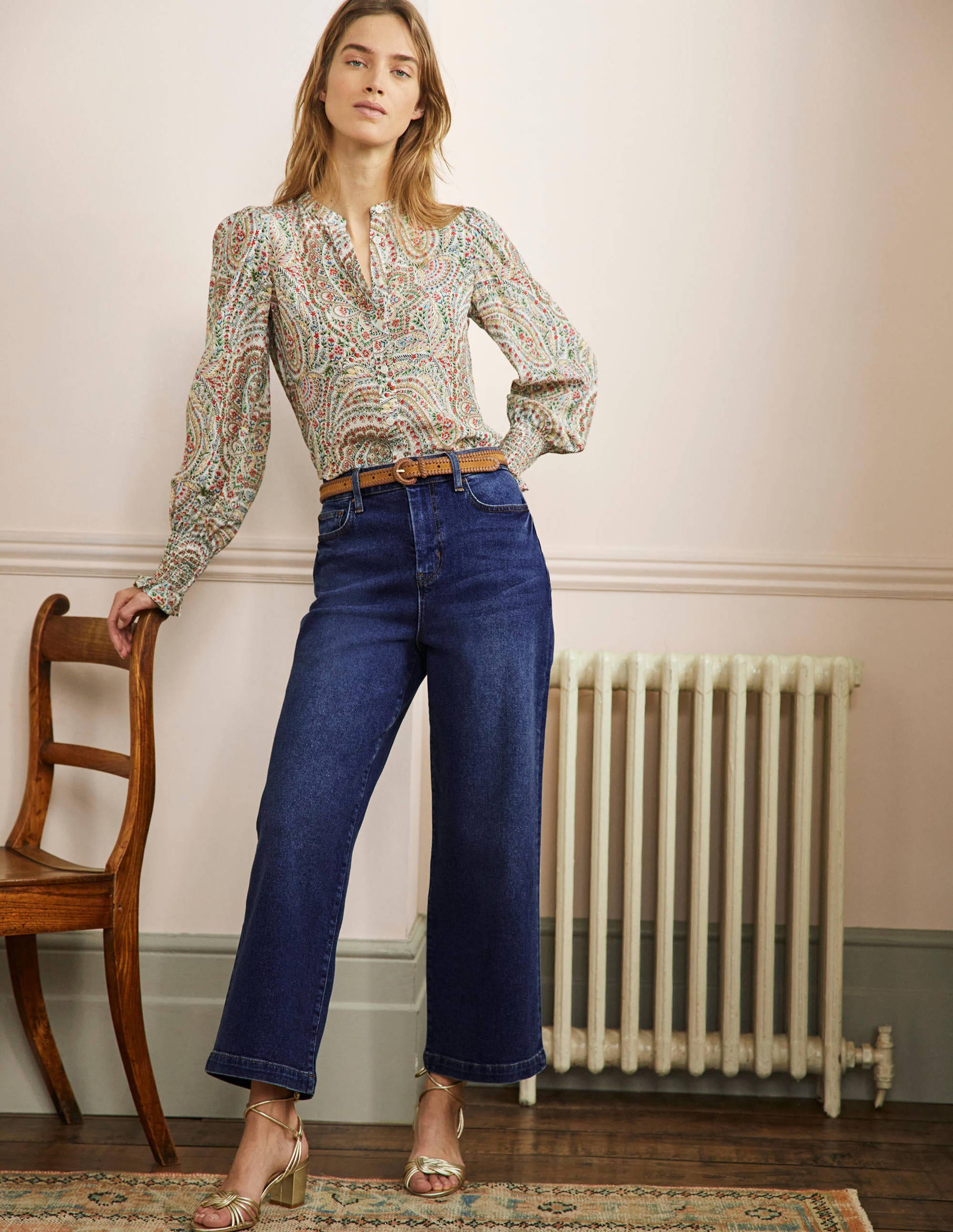 Cropped Wide Leg Jeans-Mid Vintage - Image 1