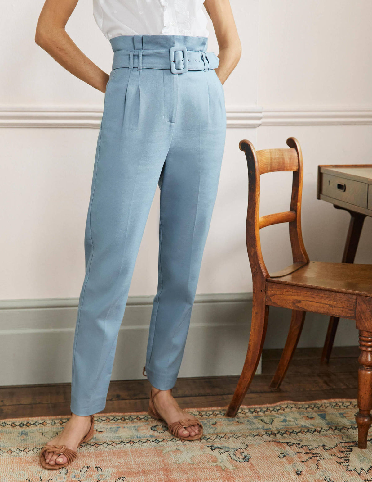 Carrie Paperbag Pants-Mountain Spring Blue-4