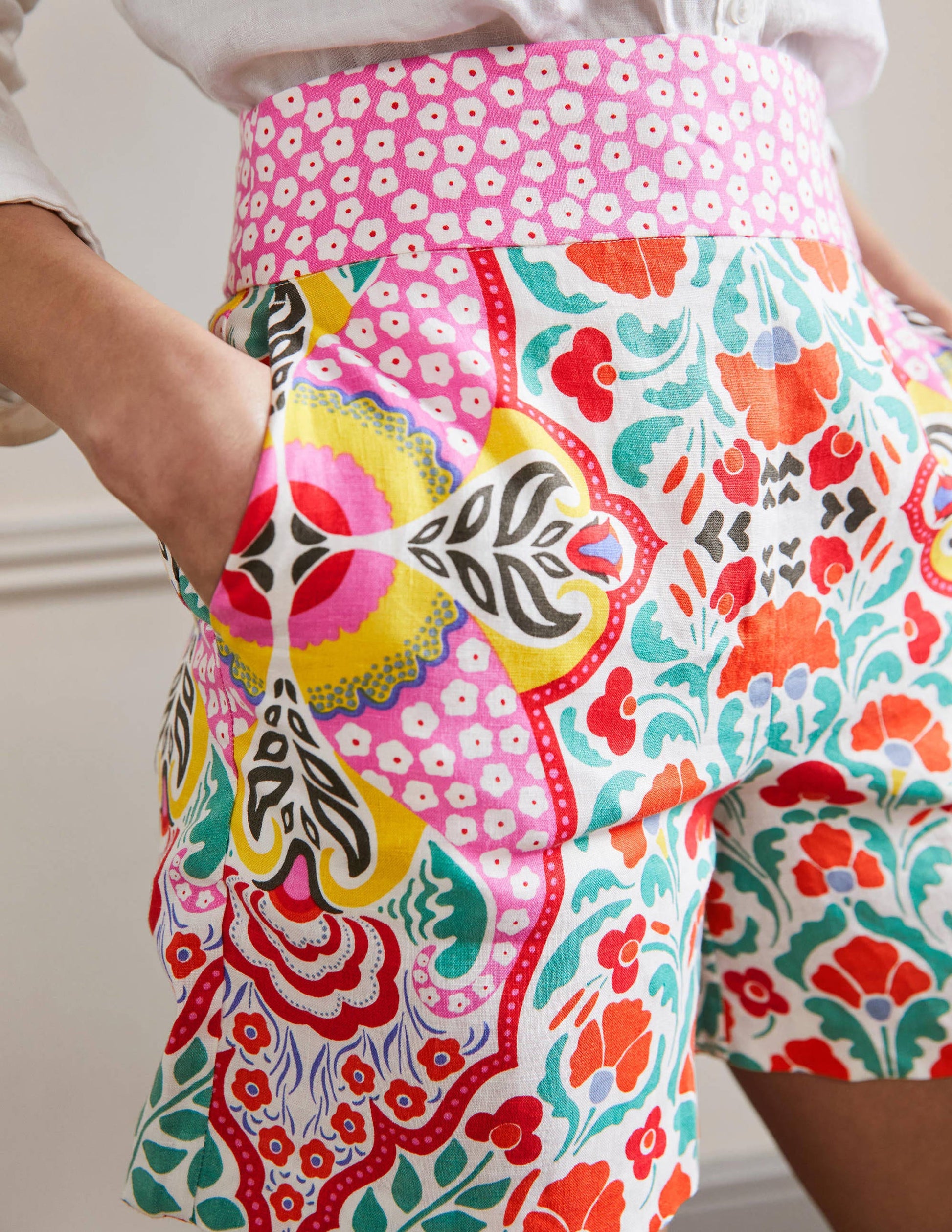 Georgina Linen Shorts-Multi, Passion Bloom-8