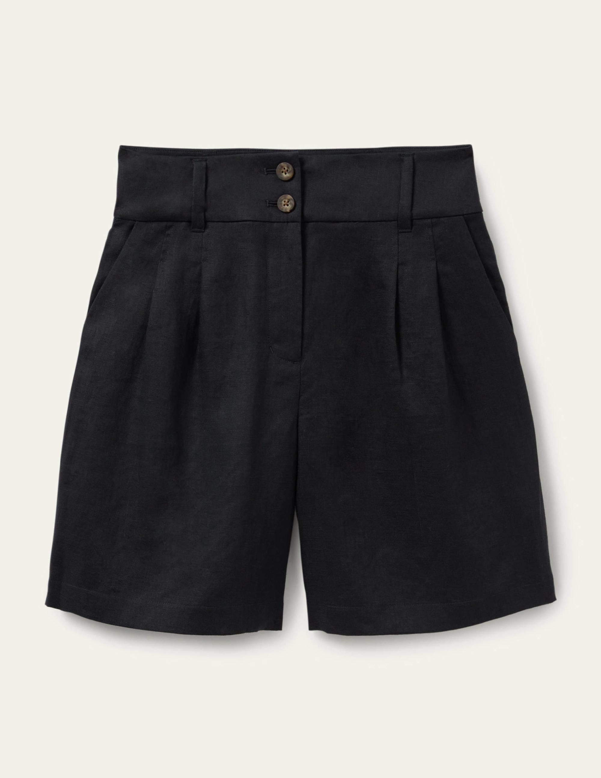 Linen Pleat Shorts-Navy - Image 5