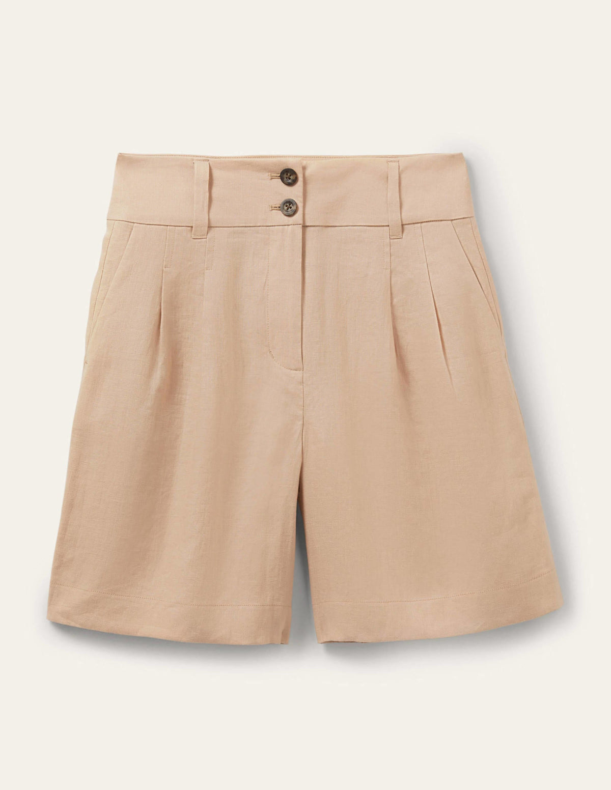 Linen Pleat Shorts-Frappe-5
