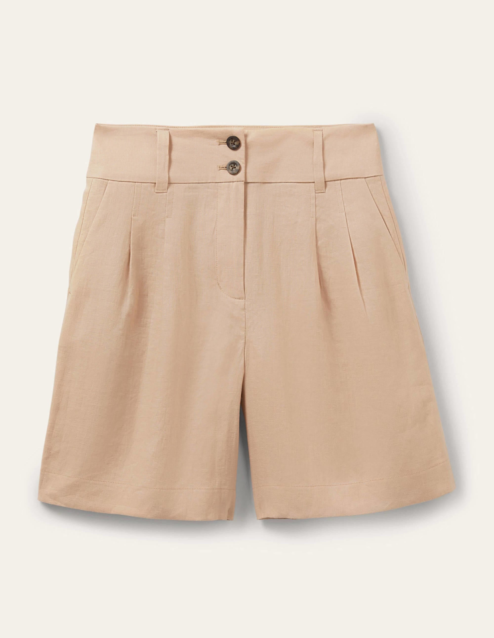 Linen Pleat Shorts-Frappe - Image 5