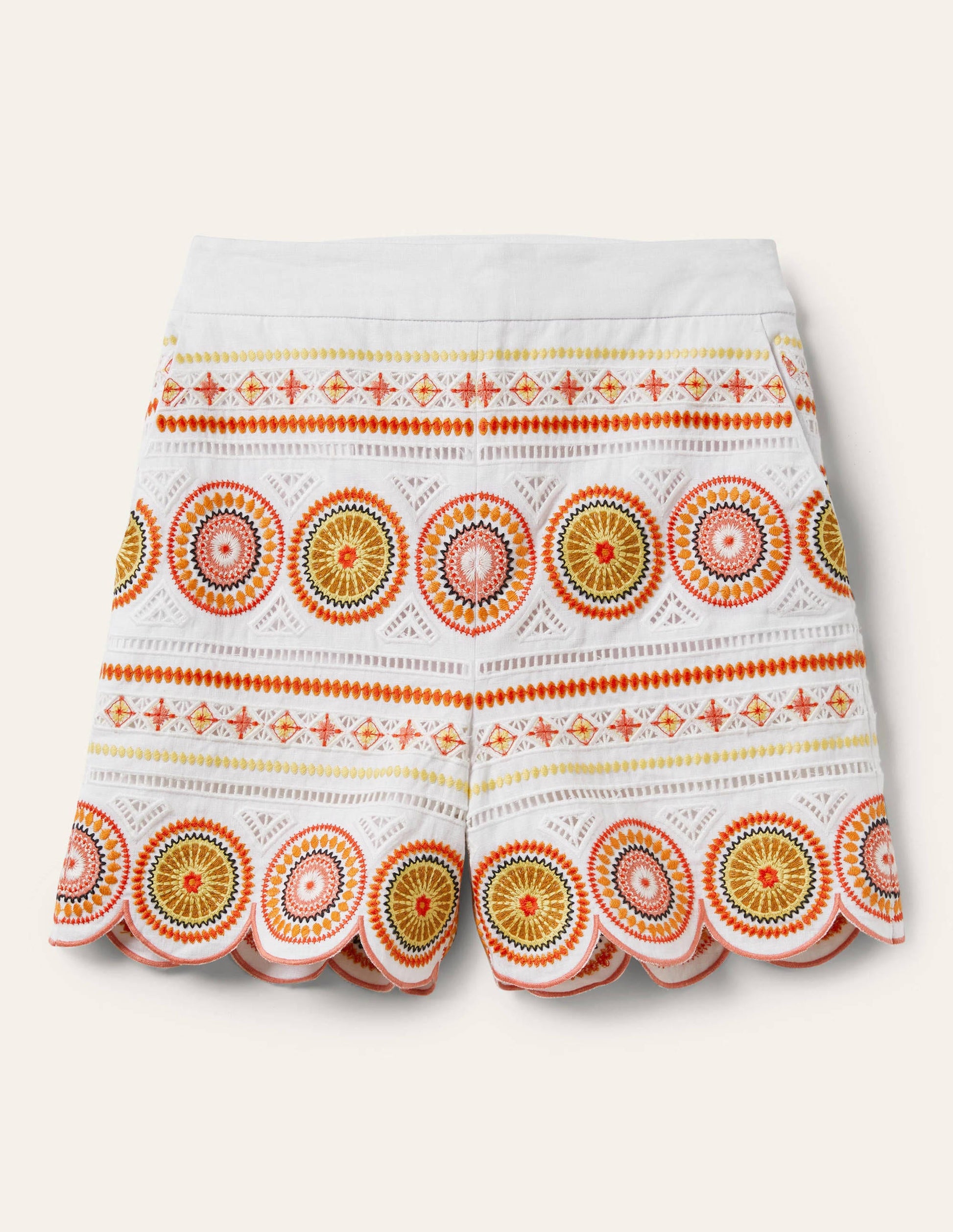 Tamsin Embroidered Shorts-White, Embroidered-6
