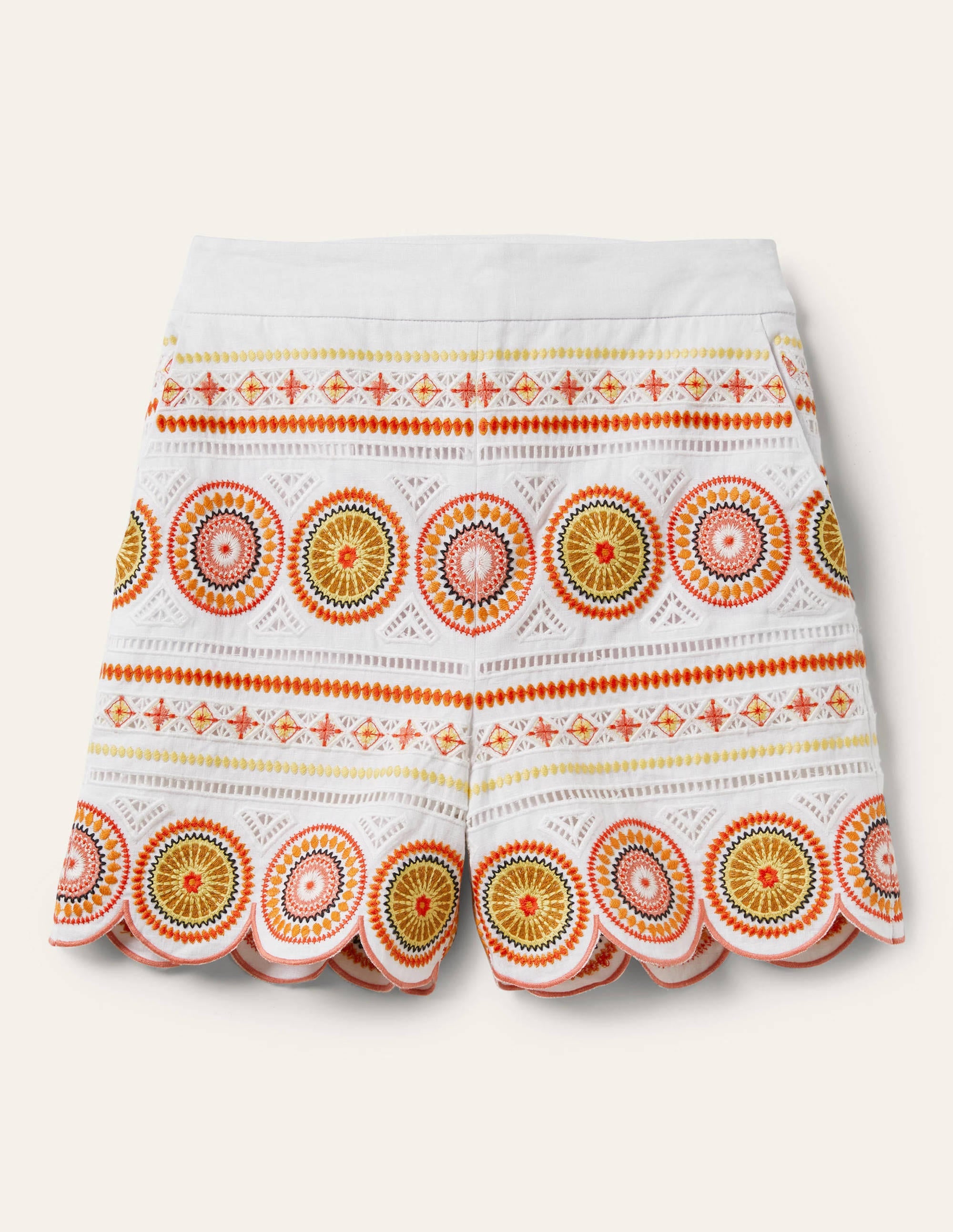 Tamsin Embroidered Shorts-White, Embroidered - Image 6