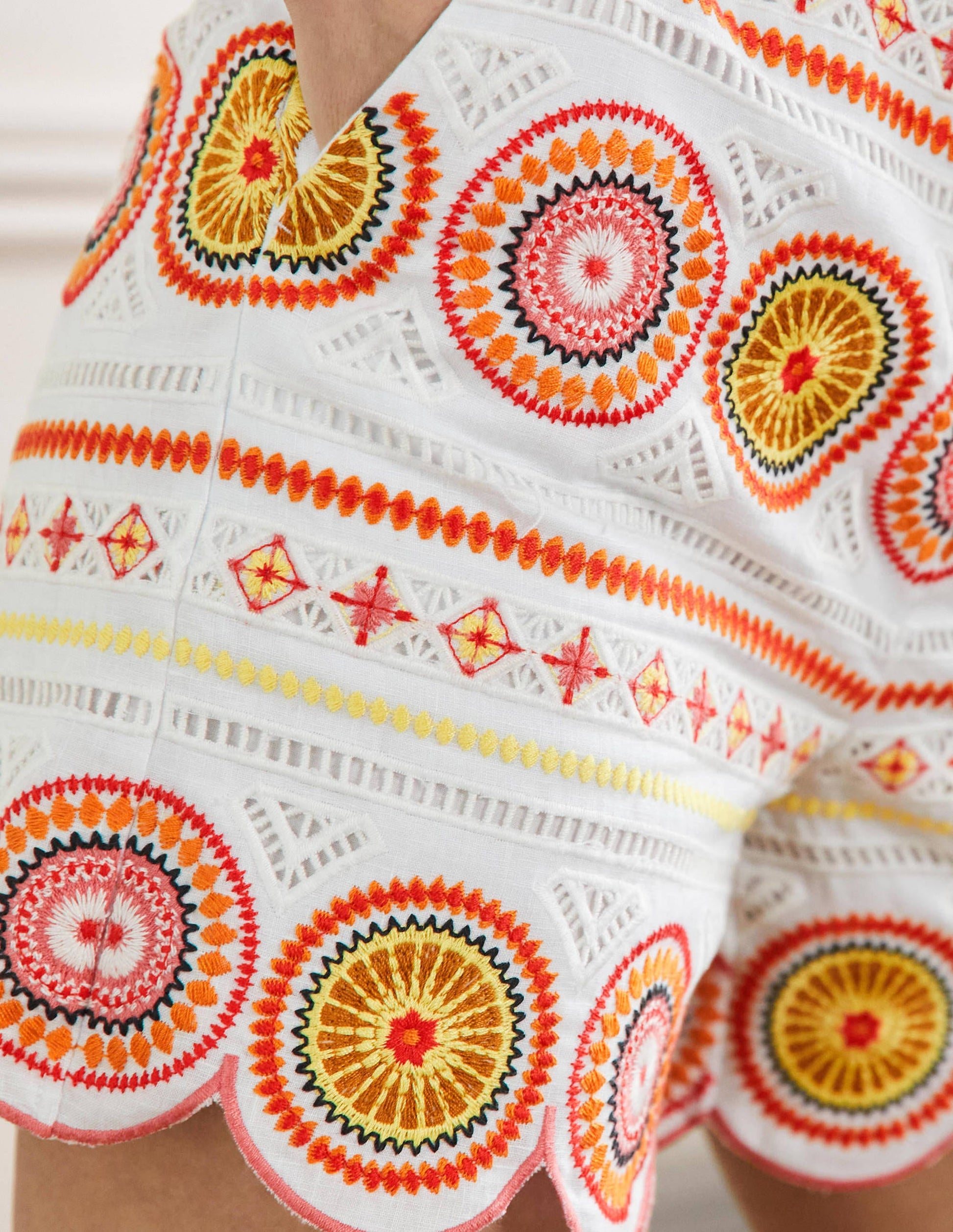 Tamsin Embroidered Shorts-White, Embroidered-2