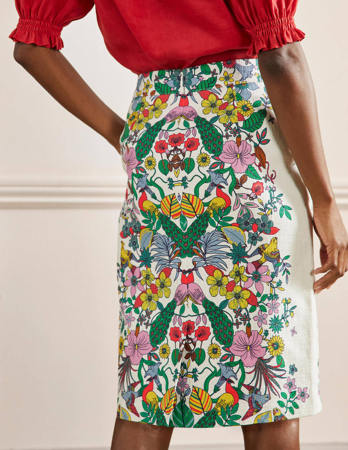 Textured Pencil Skirt-Exotic Paradise - Image 3