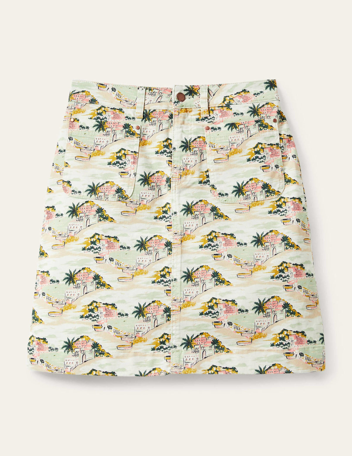 Patch Pocket Skirt-Ivory/Green Paradise Bay-5