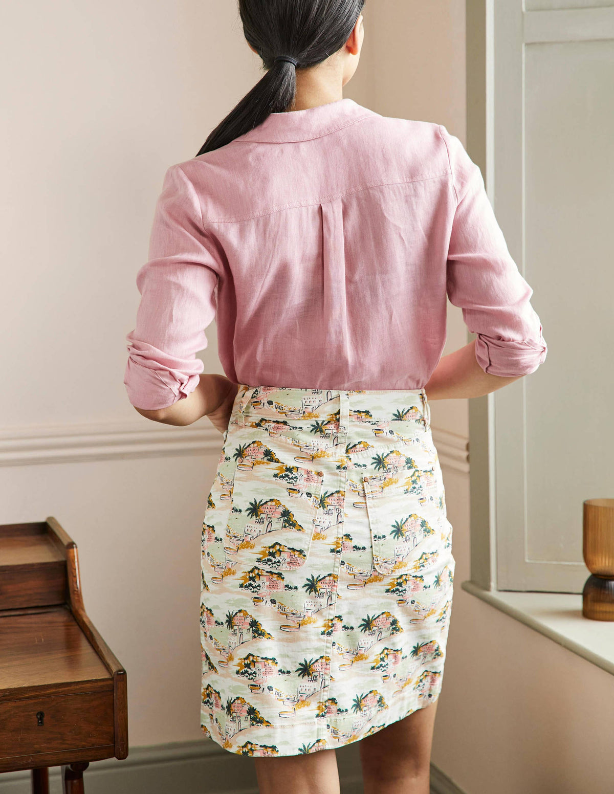 Patch Pocket Skirt-Ivory/Green Paradise Bay - Image 3
