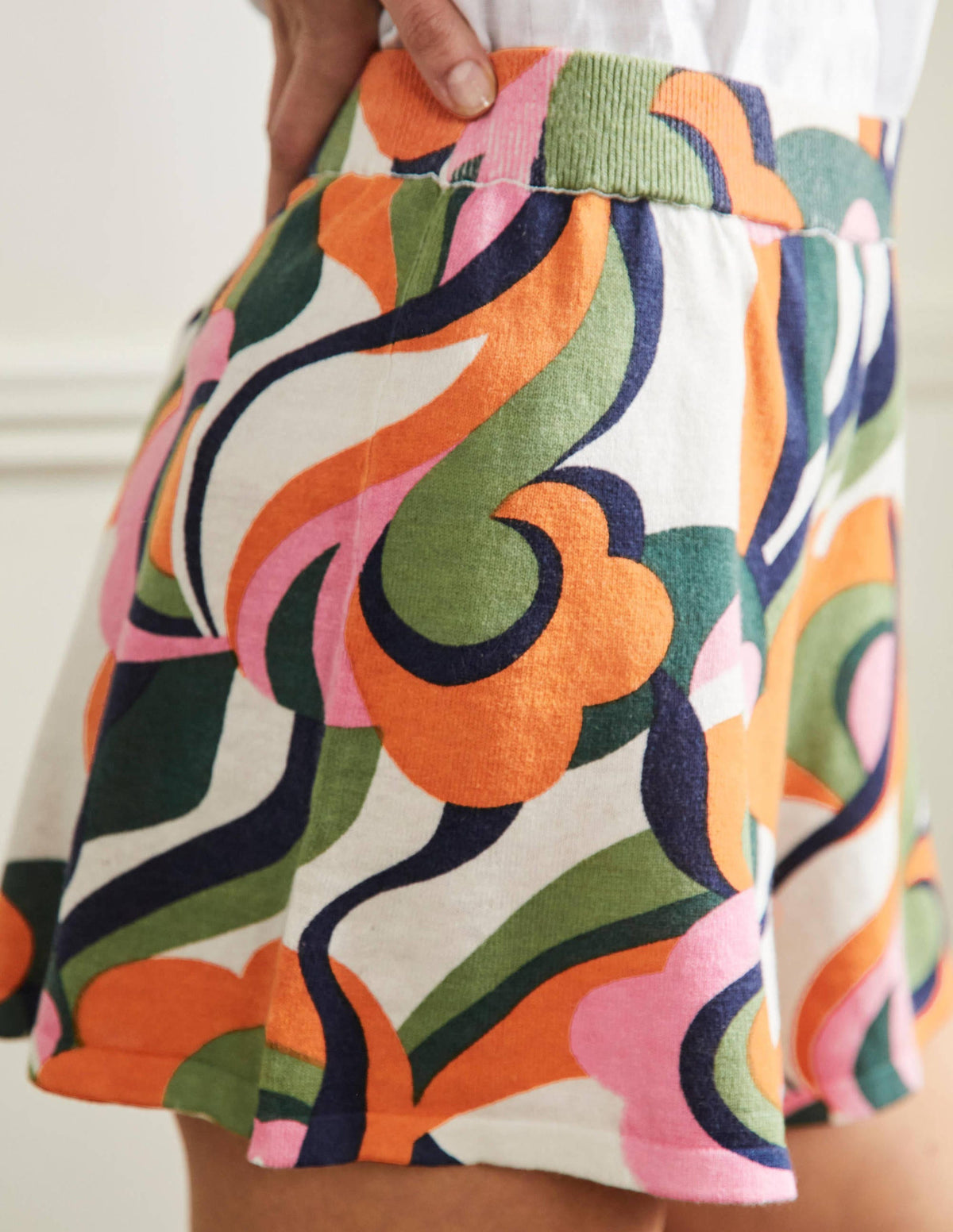 Cara Knitted Shorts-Abstract Swirl, Multi - Image 2