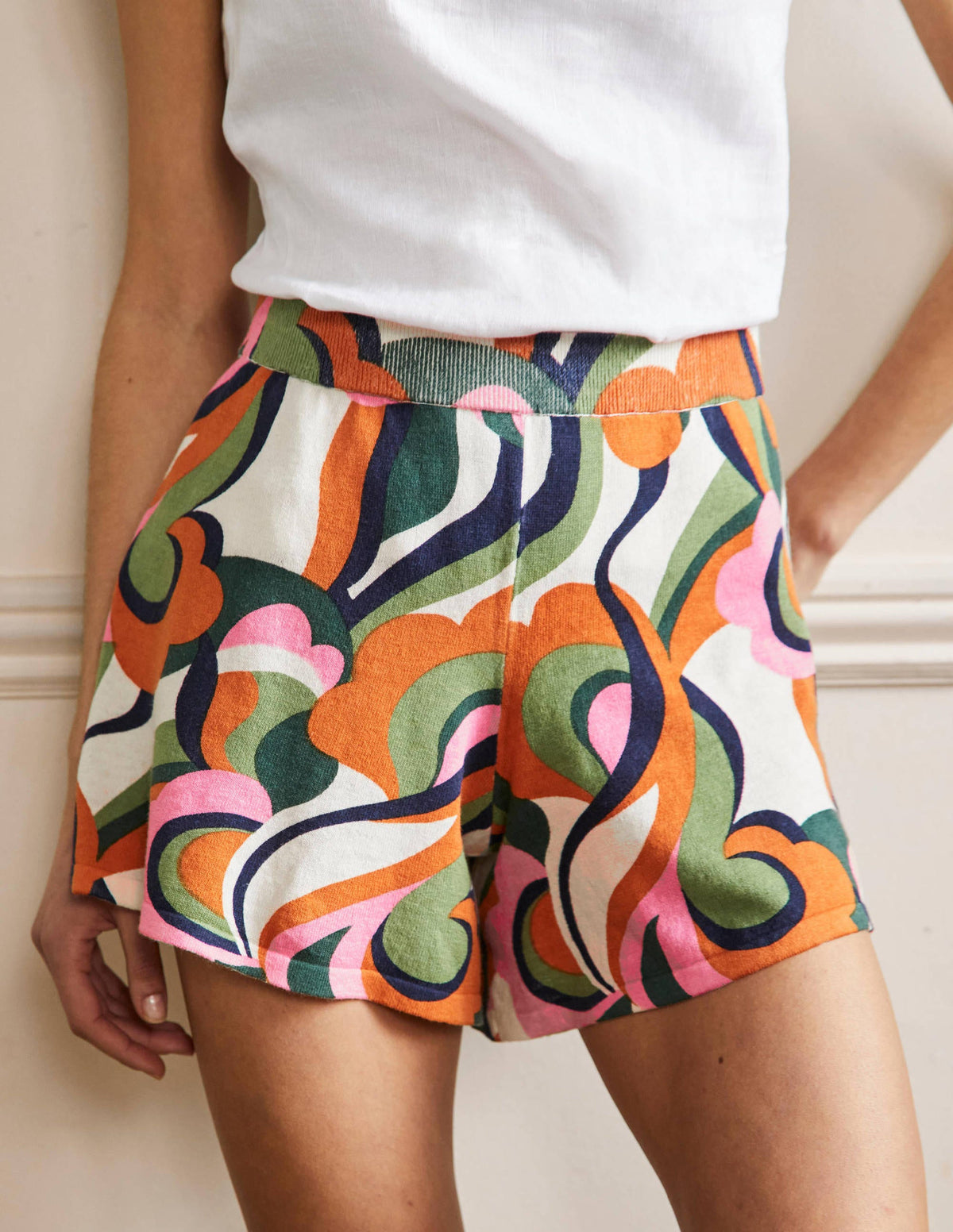 Cara Knitted Shorts-Abstract Swirl, Multi - Image 4