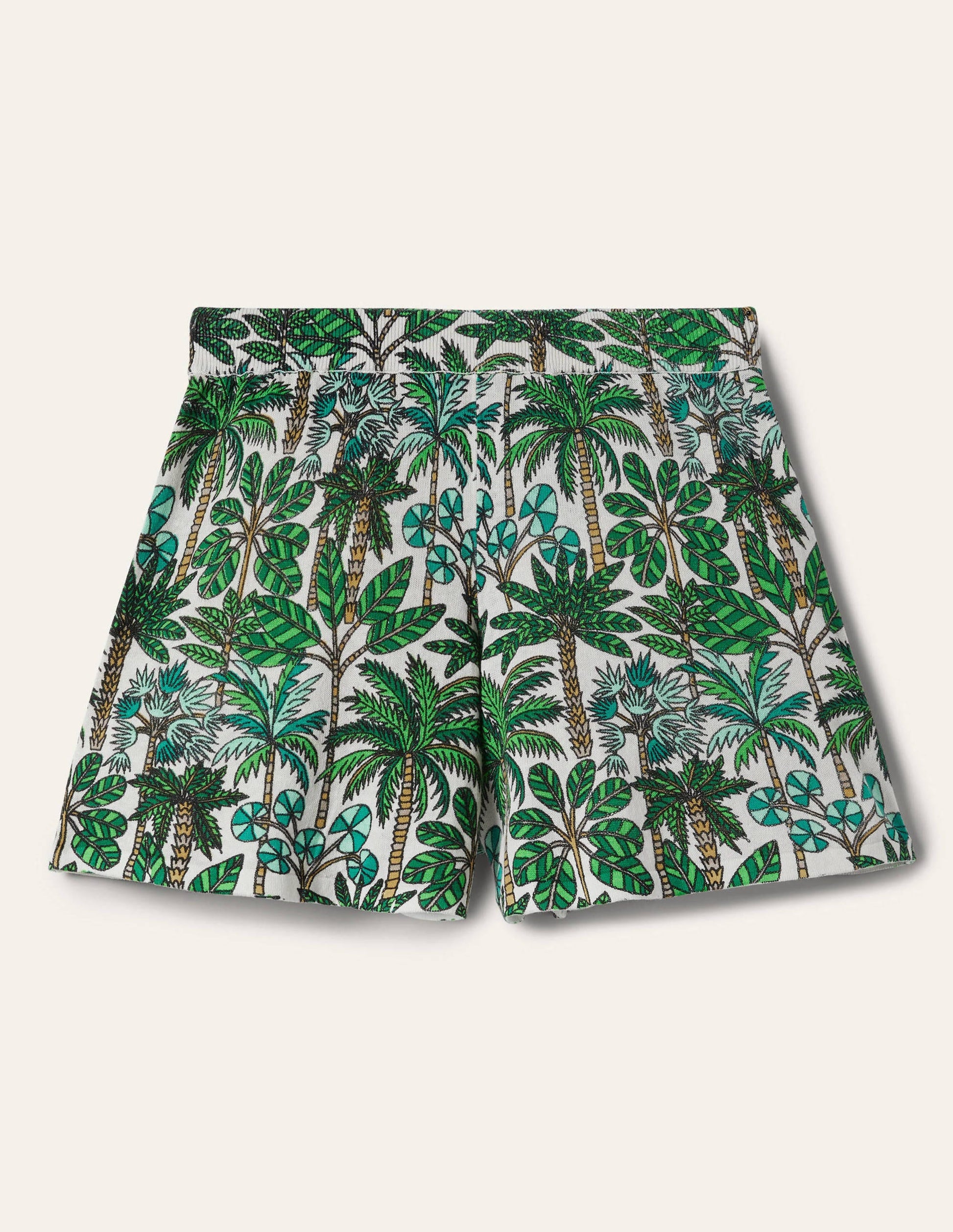 Cara Knitted Shorts-Ivory, Palm Forest-5