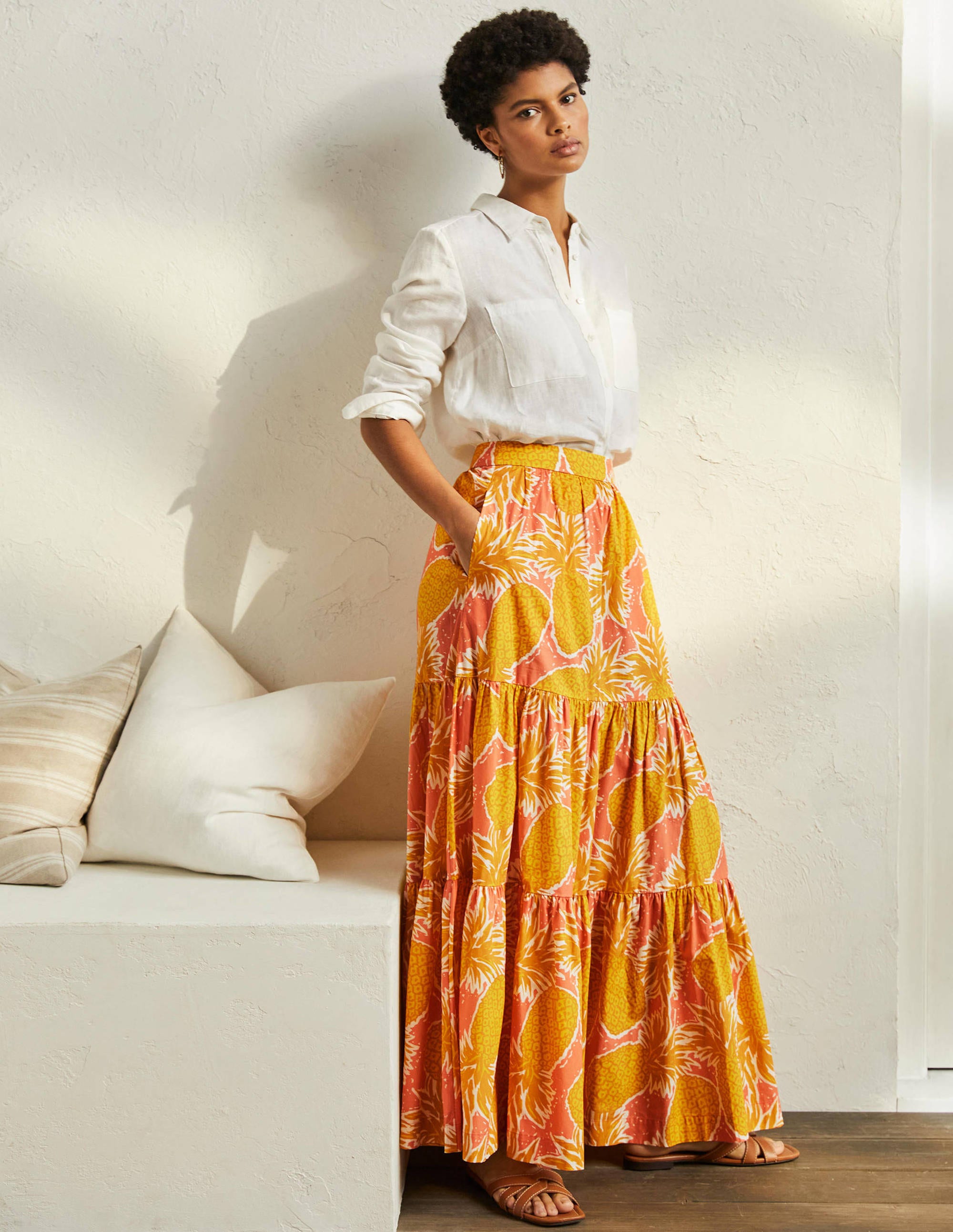 Lorna Tiered Maxi Skirt-Brioche, Pineapple Cluster - Image 1