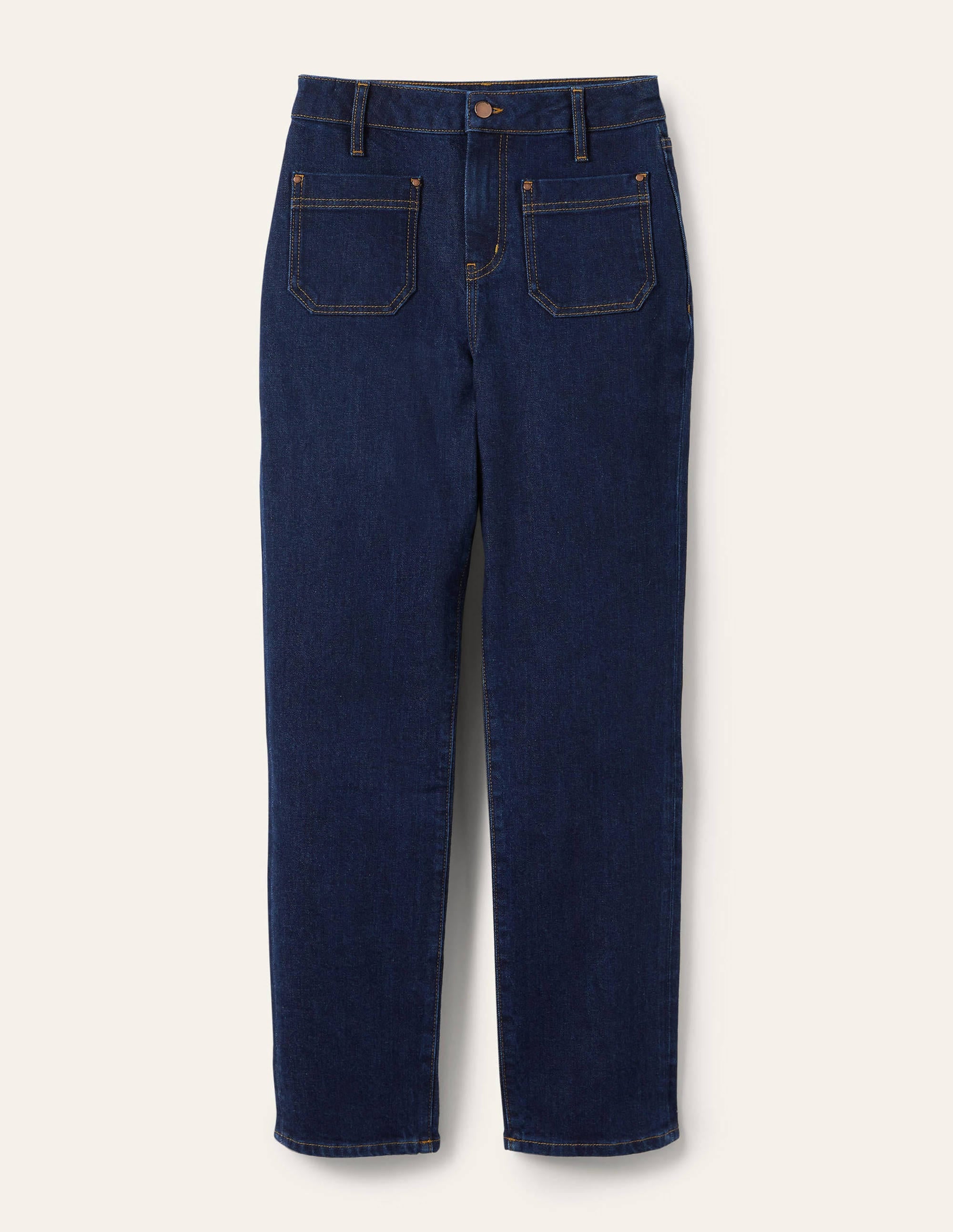 Patch Pocket Straight Jeans-Indigo - Image 6