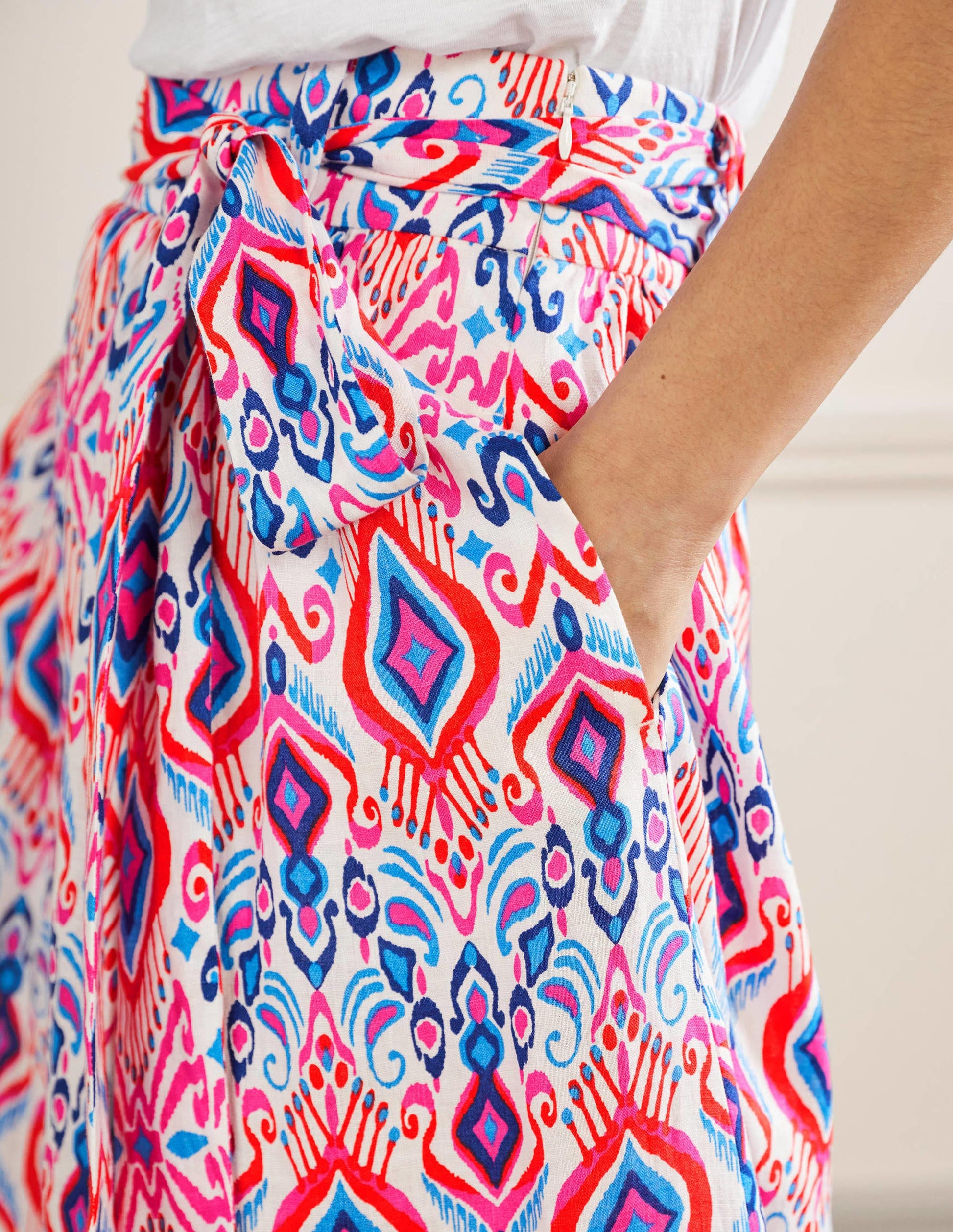 Rosemary Linen Midi Skirt-Ikat Paradise-2