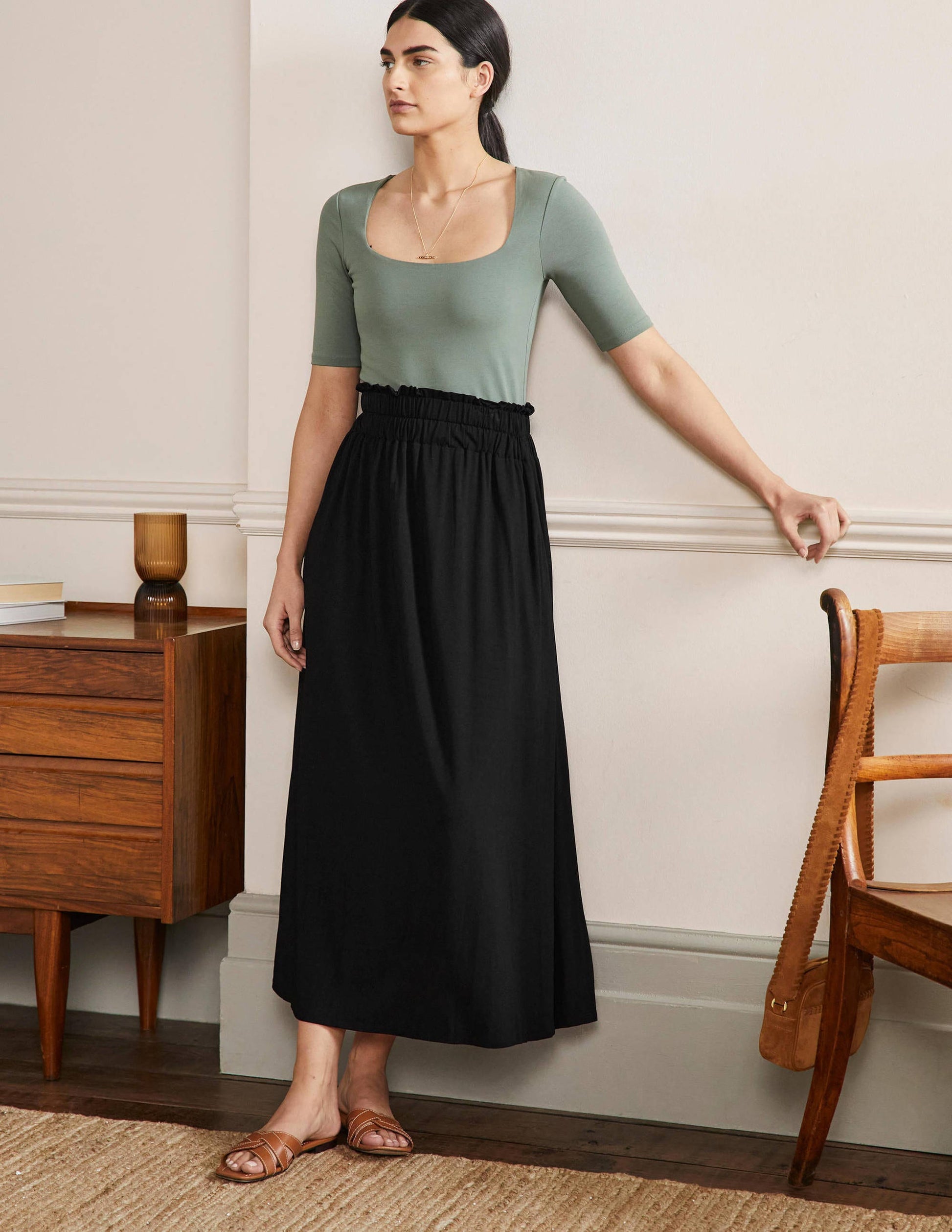 Pull On Jersey Maxi-Black-1