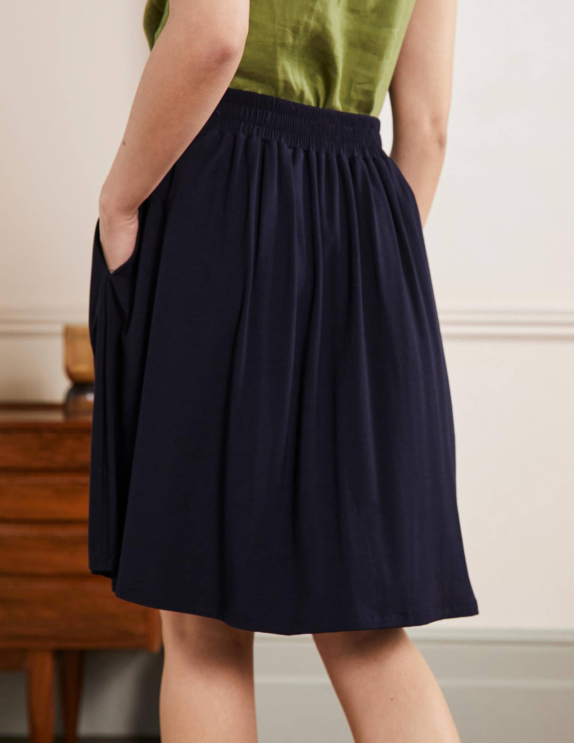 Pull On Jersey Mini Skirt-Navy - Image 3