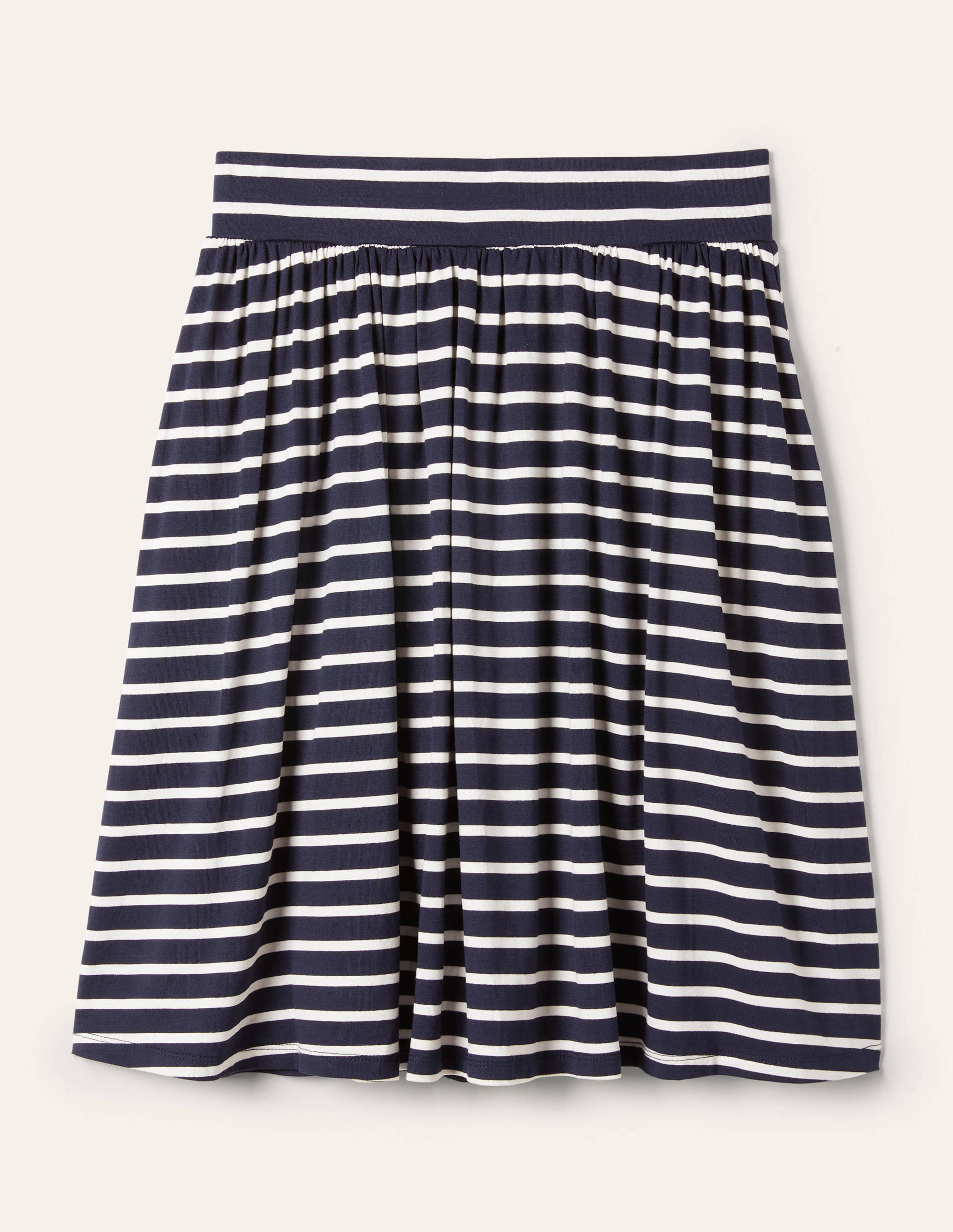 Pull On Jersey Mini Skirt-Navy and Ivory Stripe - Image 5