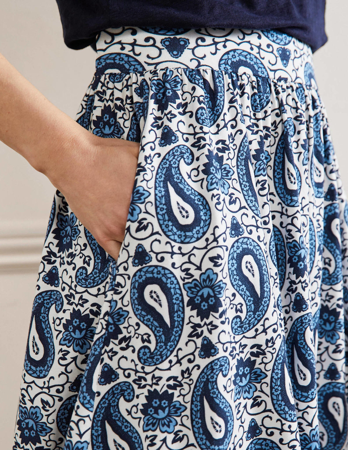 Pull On Jersey Mini Skirt-Hyacinth, Enchanting Paisley - Image 2