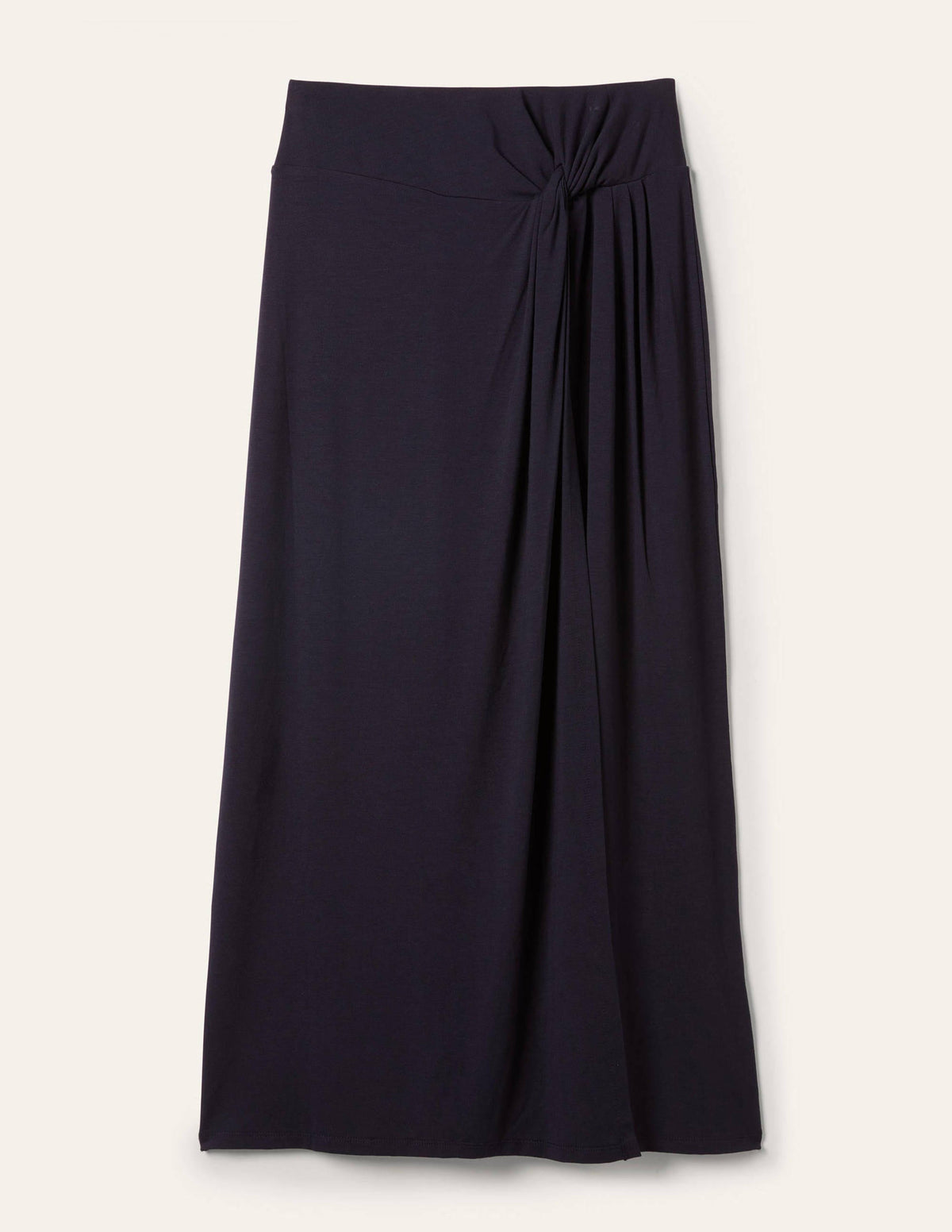 Knot Waist Jersey Midi Skirt-Navy - Image 5