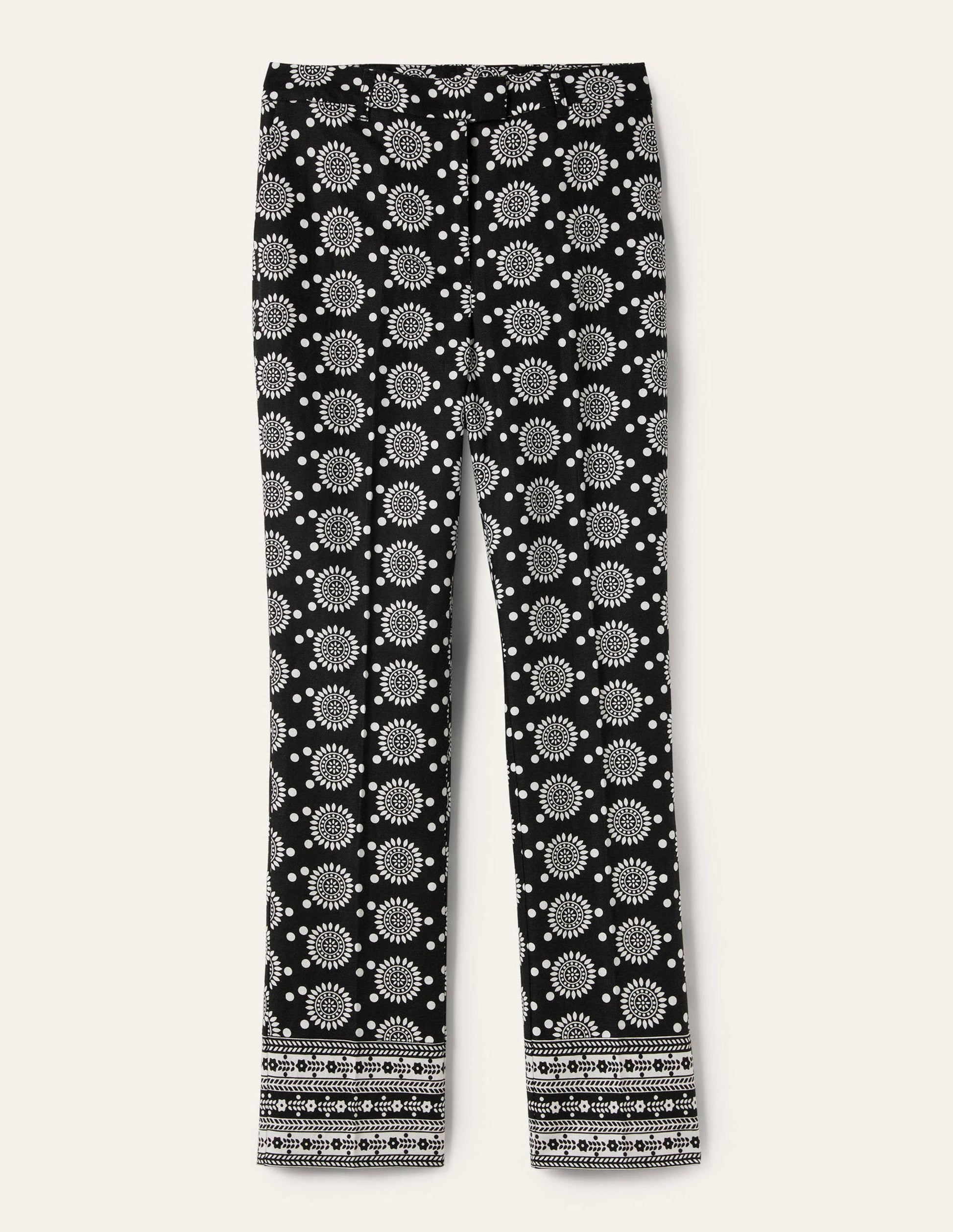 Thea Tailored Linen Pants-Black, Sun Geo-6