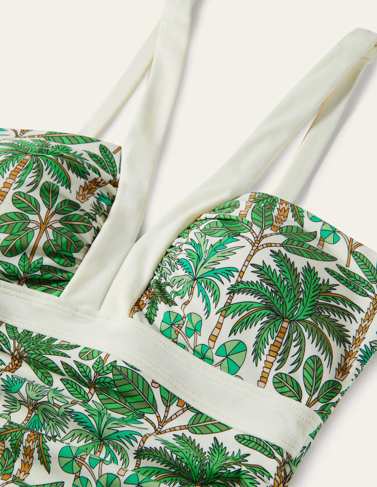 Corsica V-neck Tankini Top-Ivory, Palm Forest - Image 5