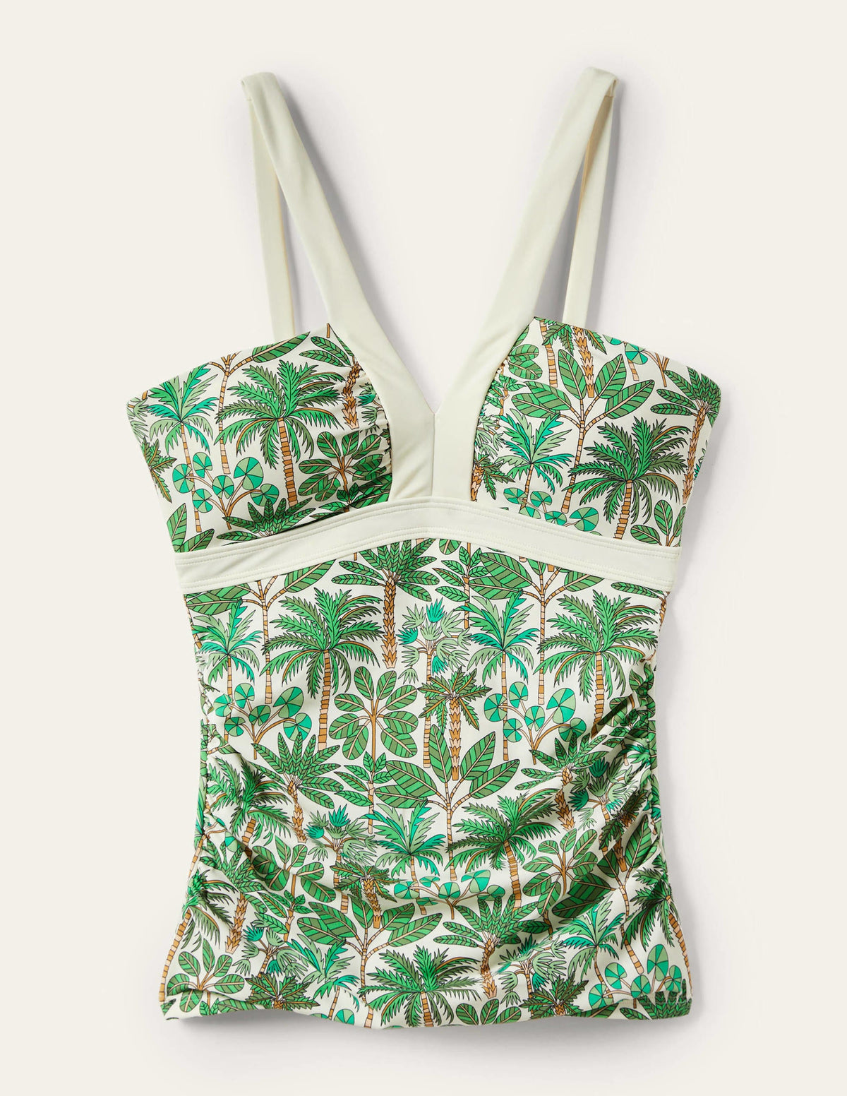 Corsica V-neck Tankini Top-Ivory, Palm Forest - Image 6